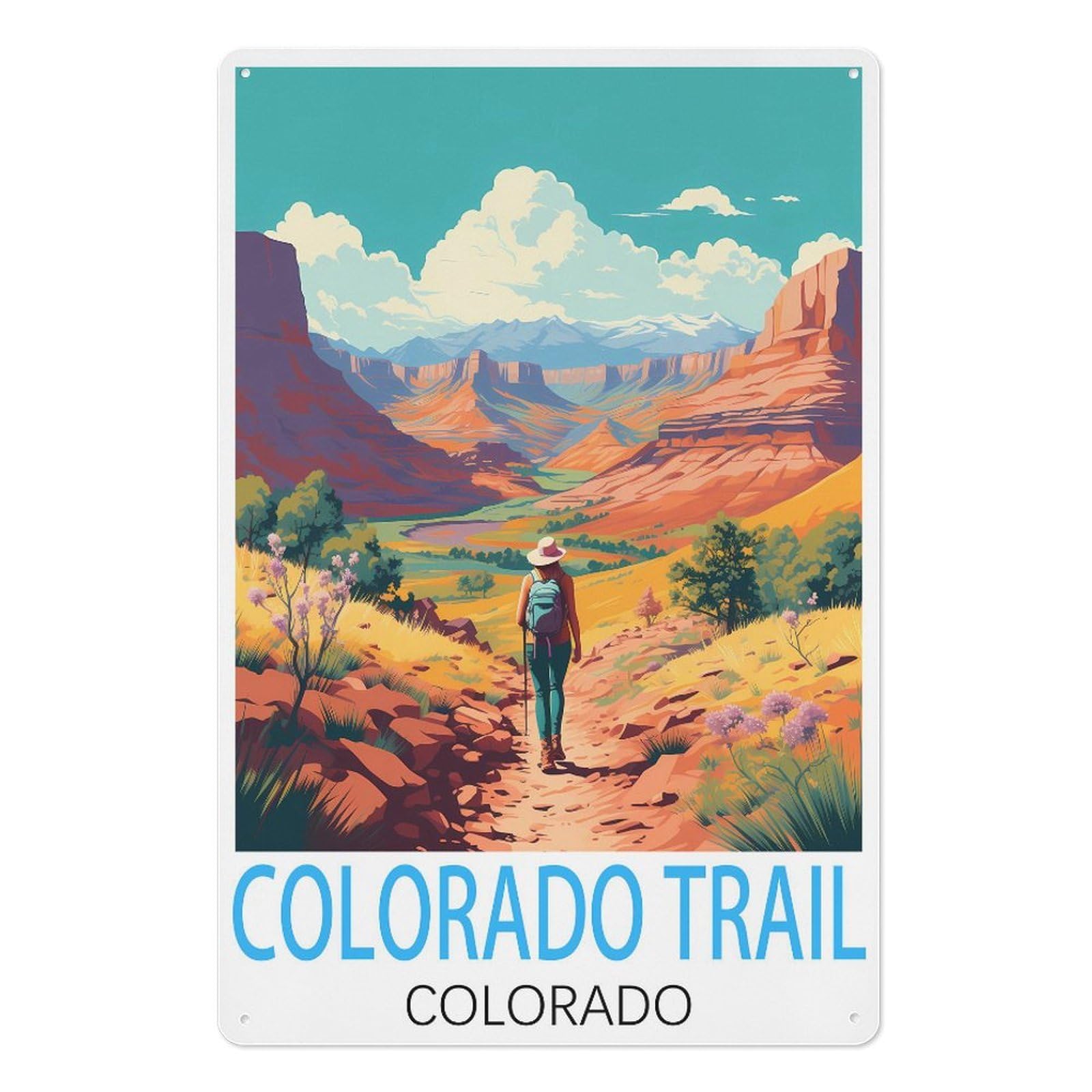 Colorado Trail Colorado Retro Design Tin Painting Vintage Tin Sign 08x12inch(20x30cm) Wall Art for Home Office Bedroom Living Room Cafes Wall Decor