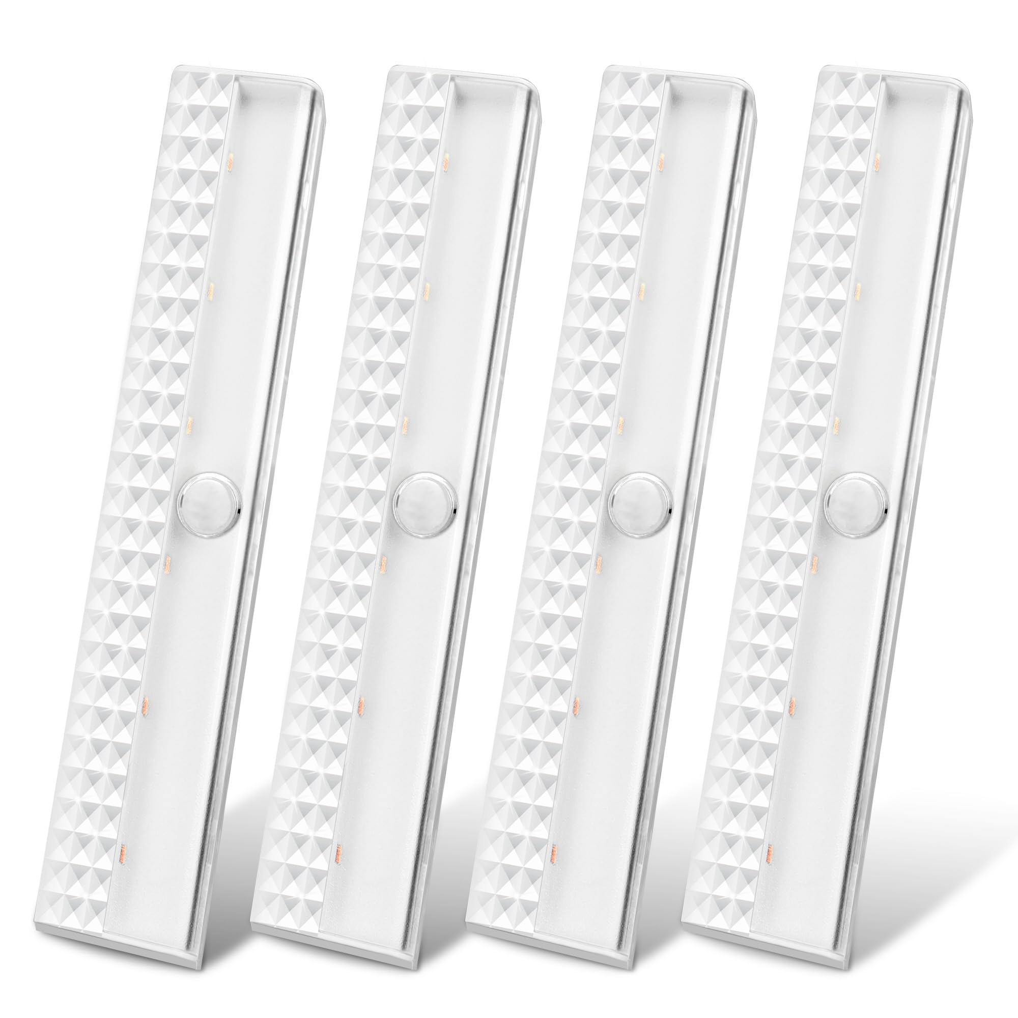 maylit 4 Pack Motion Sensor Light Indoor, Battery Operated Lights, Wireless Magnetic Night LED Bar, Stick on Lighting for Closet, Stair, Shelf, Hallway, Bed, Pantry, Under Cabinet, 3000K Warm White