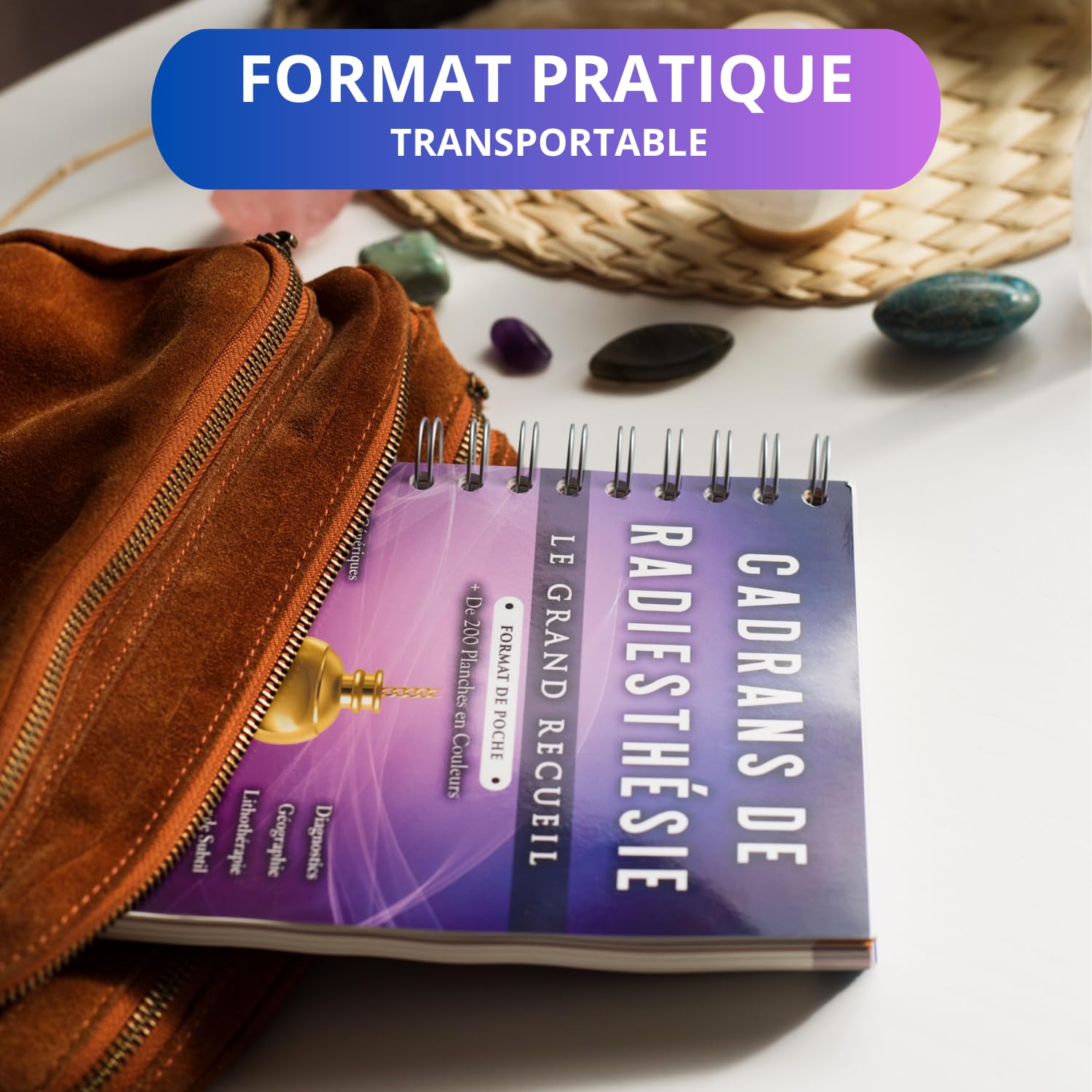 Cadrans de Radiesthesie - Coffret Le Grand Recueil Format "De Poche" et Pendule Divinatoire en Amethyste - Plus de 200 Planches de Radiesthesie Uniques et en Couleurs (Format A5 - 14,8 cm x 21 cm)