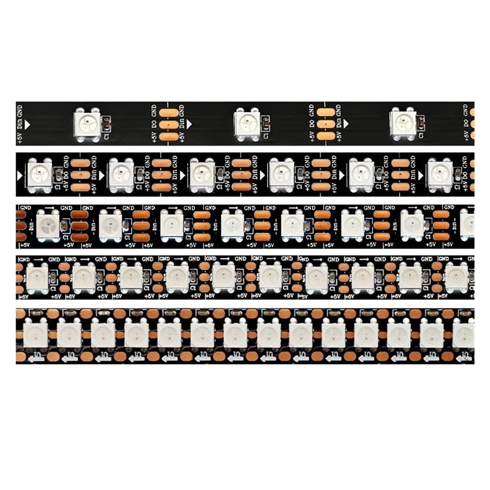 Tira de LED RGB de alta densidad con píxeles controlables individualmente(4M 296Leds,Black IP30)