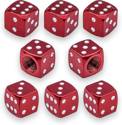 Vista 148 de 4 tapas de vástago de válvula de neumático estilo dado, con anillo de goma O, cubiertas universales de aleación de aluminio a prueba de polvo