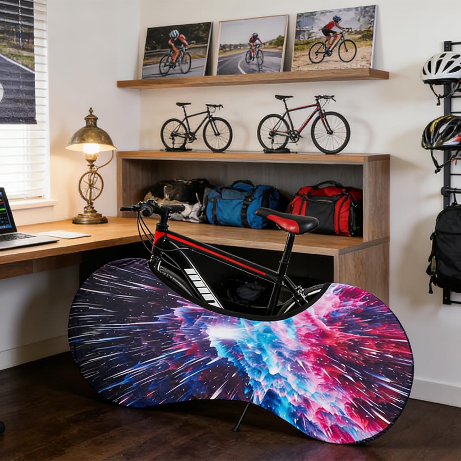 Bike Wheel Covers for 22-27in Bicycles Wheels, Washable Stretchy Elastic Bike Tire Wheel Covers Dust-Proof for Indoor/Outdoor Use (Vibrant Red)