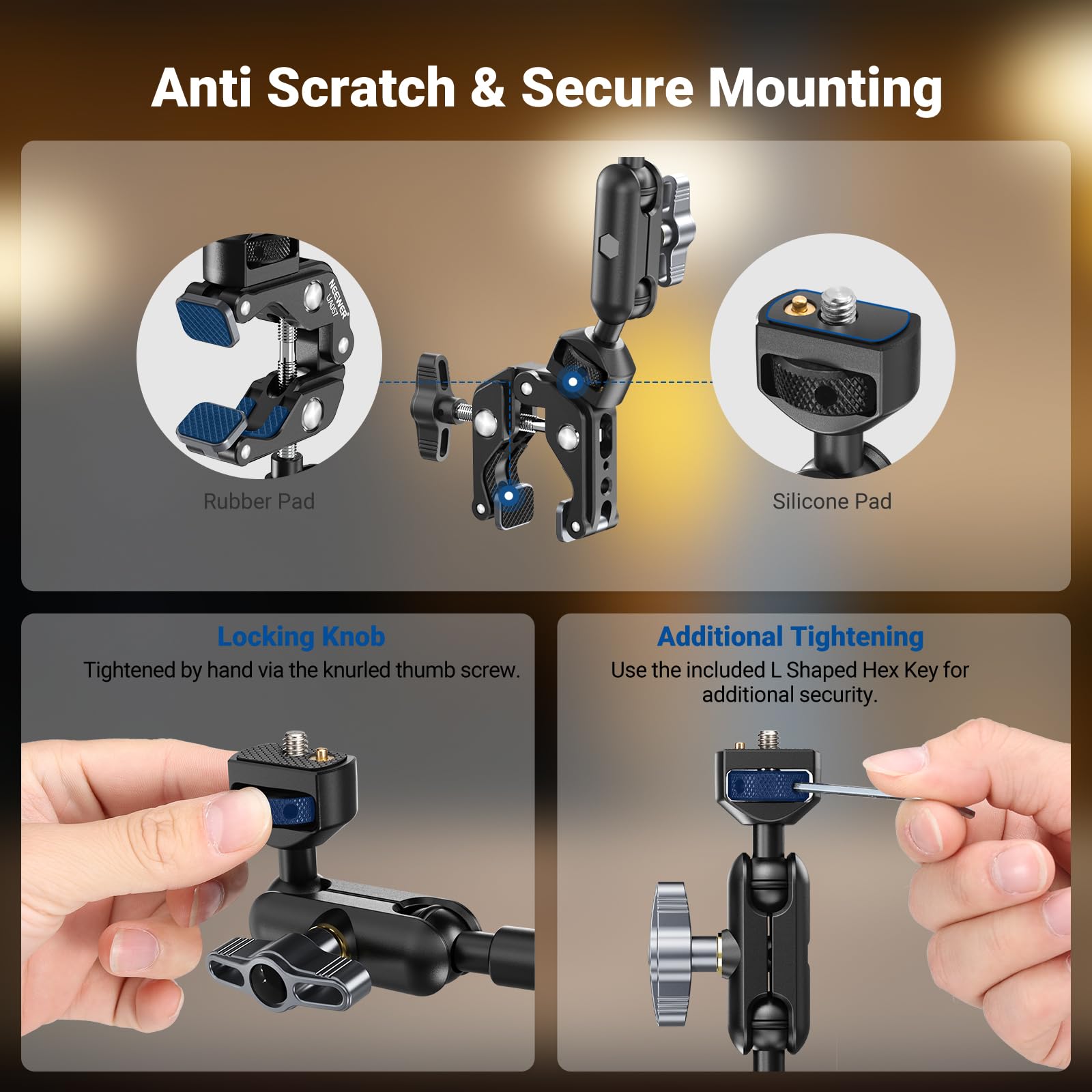NEEWER 22" Brazo Mágico con Abrazadera Soporte para Móvil con Cámara de Escritorio con Brazo Articulado Doble Rótula 1/4" 3/8" Rosca para ARRI Compatible con iPhone DSLR Action Camera Luz Video,UA057