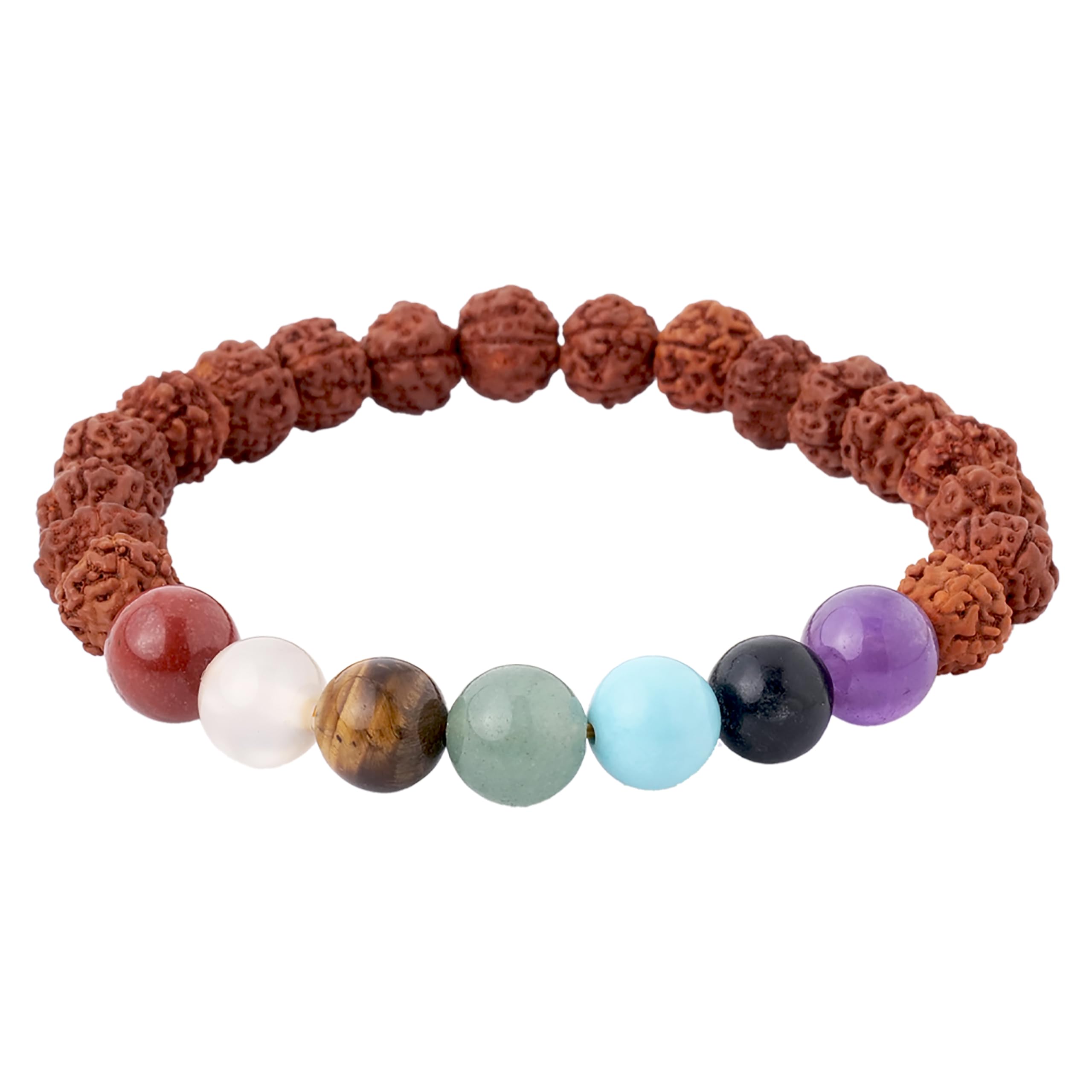 WoCra® 7 Chakra Rudraksha Bracelet |100% Natural Rudraksha Bracelet for Men and Women | Modern 5 Faced Panchmukhi Rudraksha Bracelet | Great Gift for loved ones | 8mm Bead Size |1 Piece (B0CZ72SMGT) Amazon Price History, Amazon Price Tracker