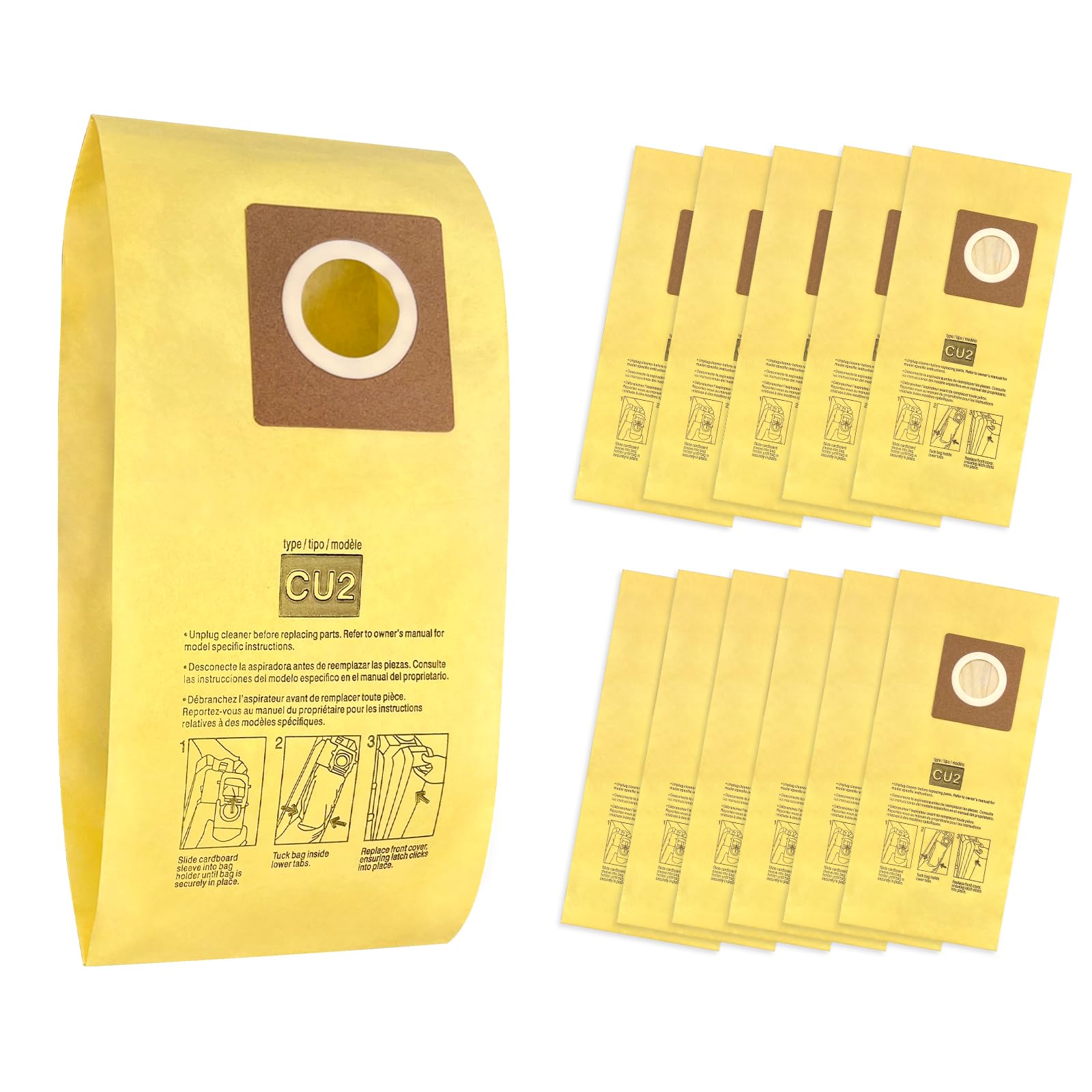 12 Pack AH10243 Vacuum Bags for Hoover Commercial Hushtone CU2 Upright Cleaners CH54013 CH54015 CH54113 CH54115#Part AH10243