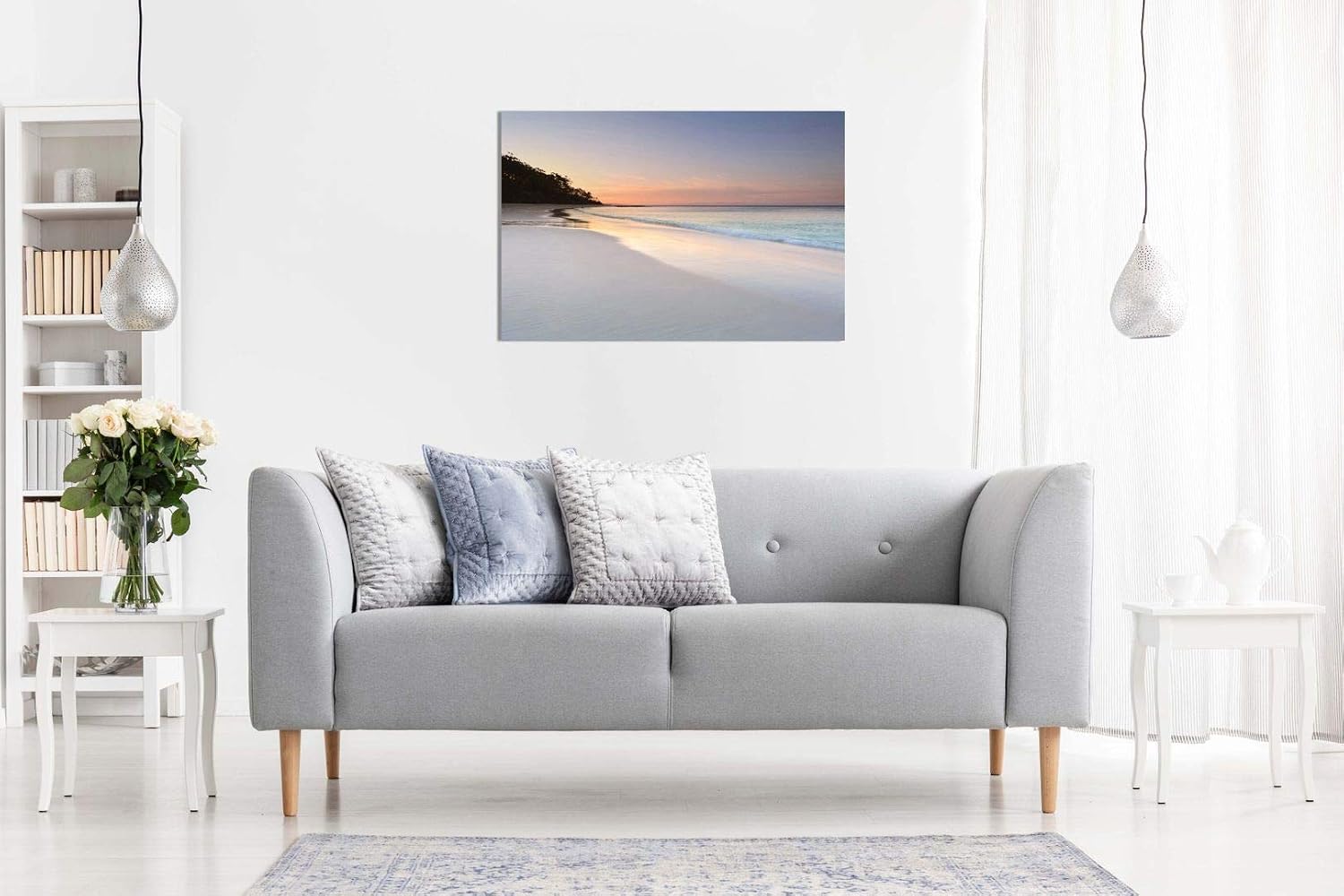 Pretty Soft Colours Beach Sky And Sand Seaside Canvas Wall Art Picture Print (18X12)