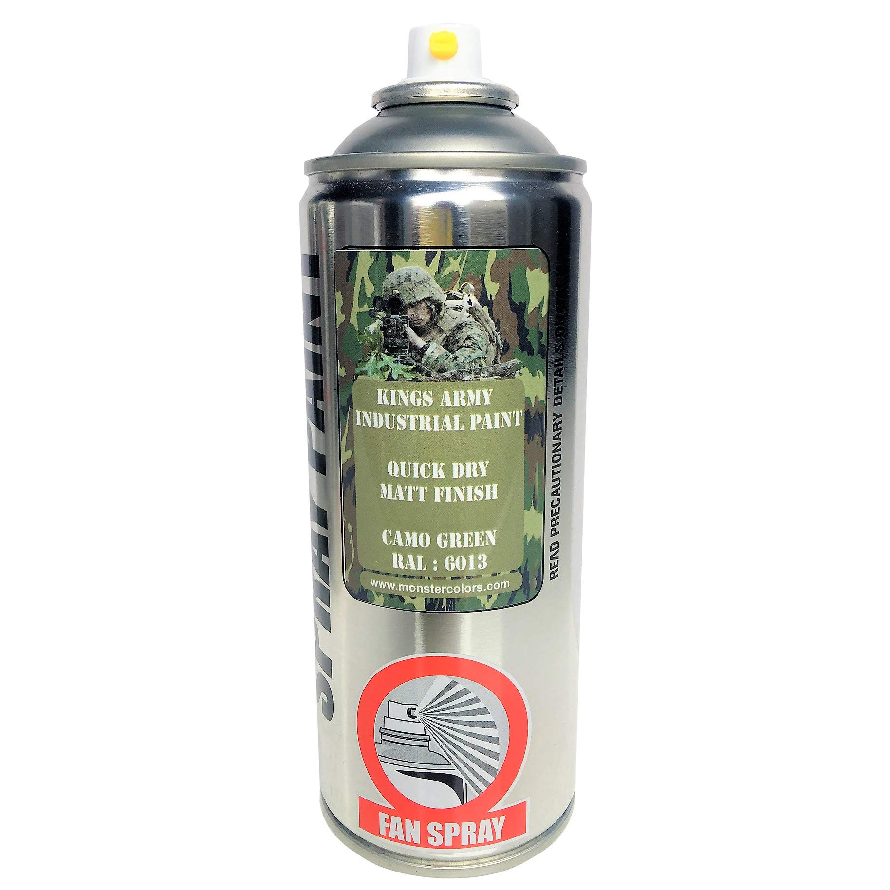 Kings Army Camouflage Green Military Matt Spray Paint Ral 6013 400ml Military Vehicle Paint, Airsoft, Paintball, Model Maker Paint