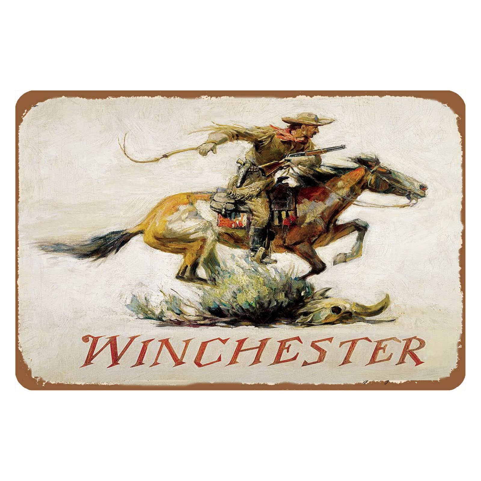 Vintage Western Hereford Features Tin Sign Winchester Western Cowboys Poster For Garage Shop Man Cave Bar Home 20x30cm