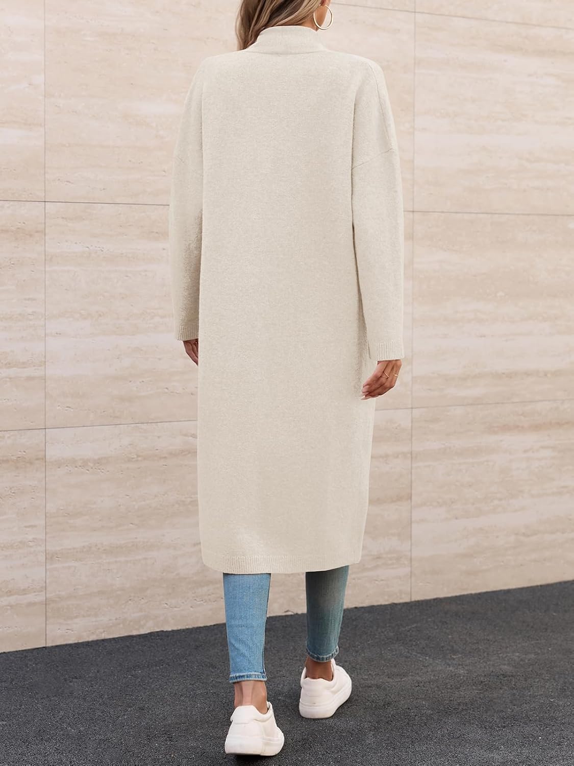 Saodimallsu Womens Extra Long Cardigan Sweaters Oversized Chunky Knit Open Front Long Sleeve Casual Duster Coat with Pockets - Image 5