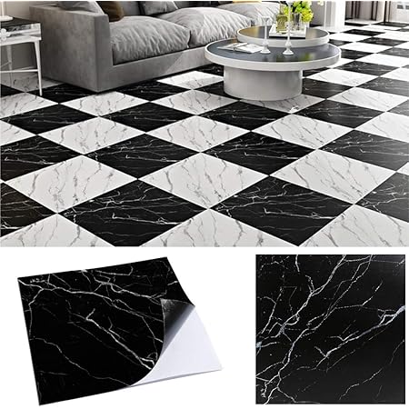 Amazon Uniqueen フロアタイル 大理石 フローリング 床デコ リメイク シート フロアシート ウッド 接着剤不要 貼るだけフロアタイル 10枚セットdiy 床 防水シート 床材 Diy セルフリフォーム 北欧 インテリア 玄関 雑貨 おしゃれ 賃貸 黒 フローリングシート