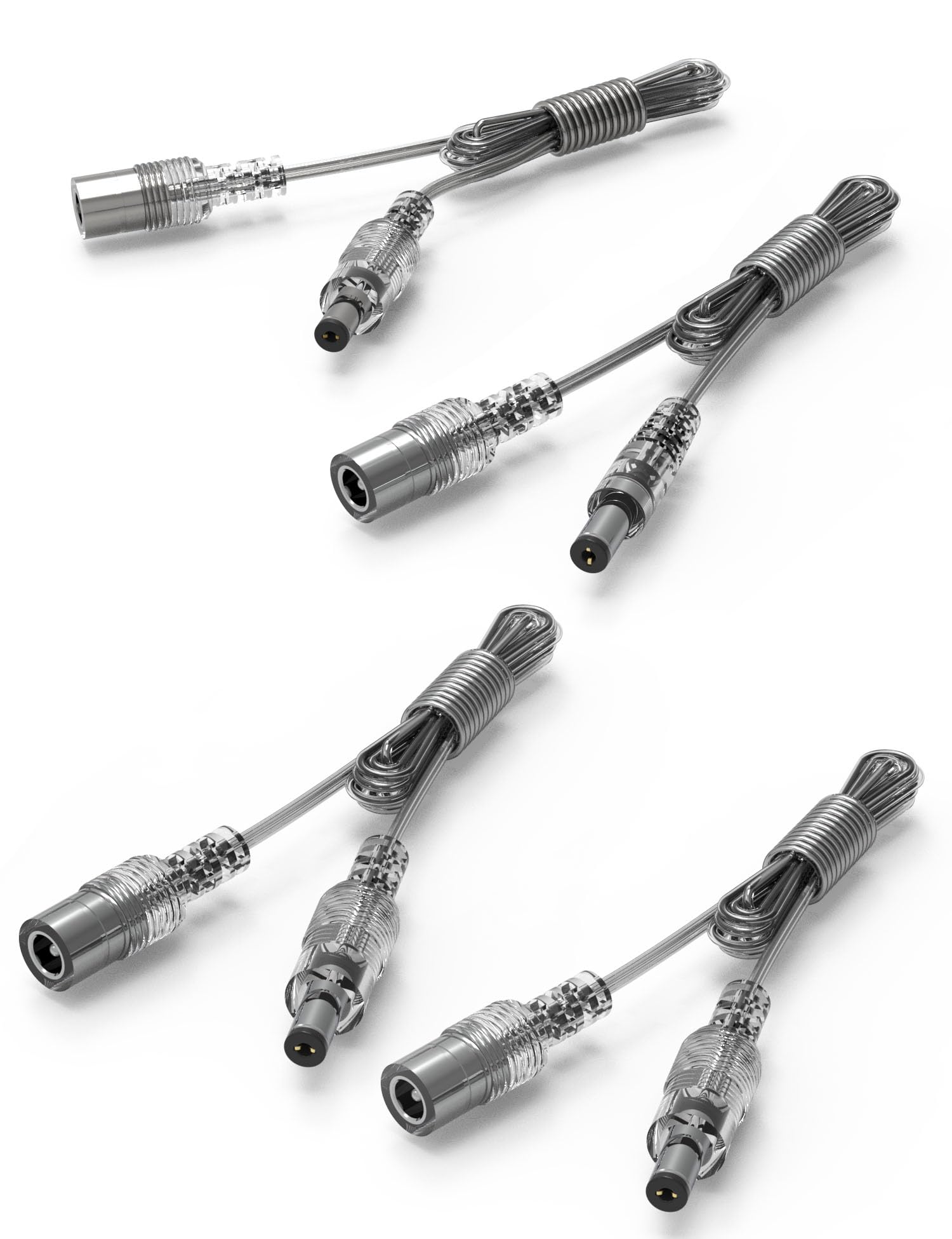 EBD DC Power Extension Cable 4 Pack 4 ft Transparent Wire