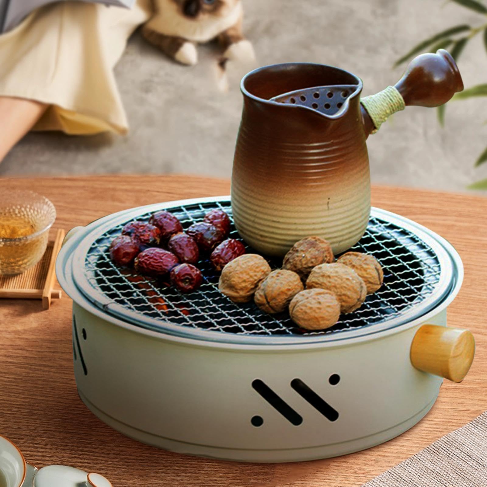 Parrilla eléctrica portátil de carbón sin humo, barbacoa para el hogar, camping y al aire libre, parrilla coreana antiadherente, diseño compacto para un fácil uso y limpieza