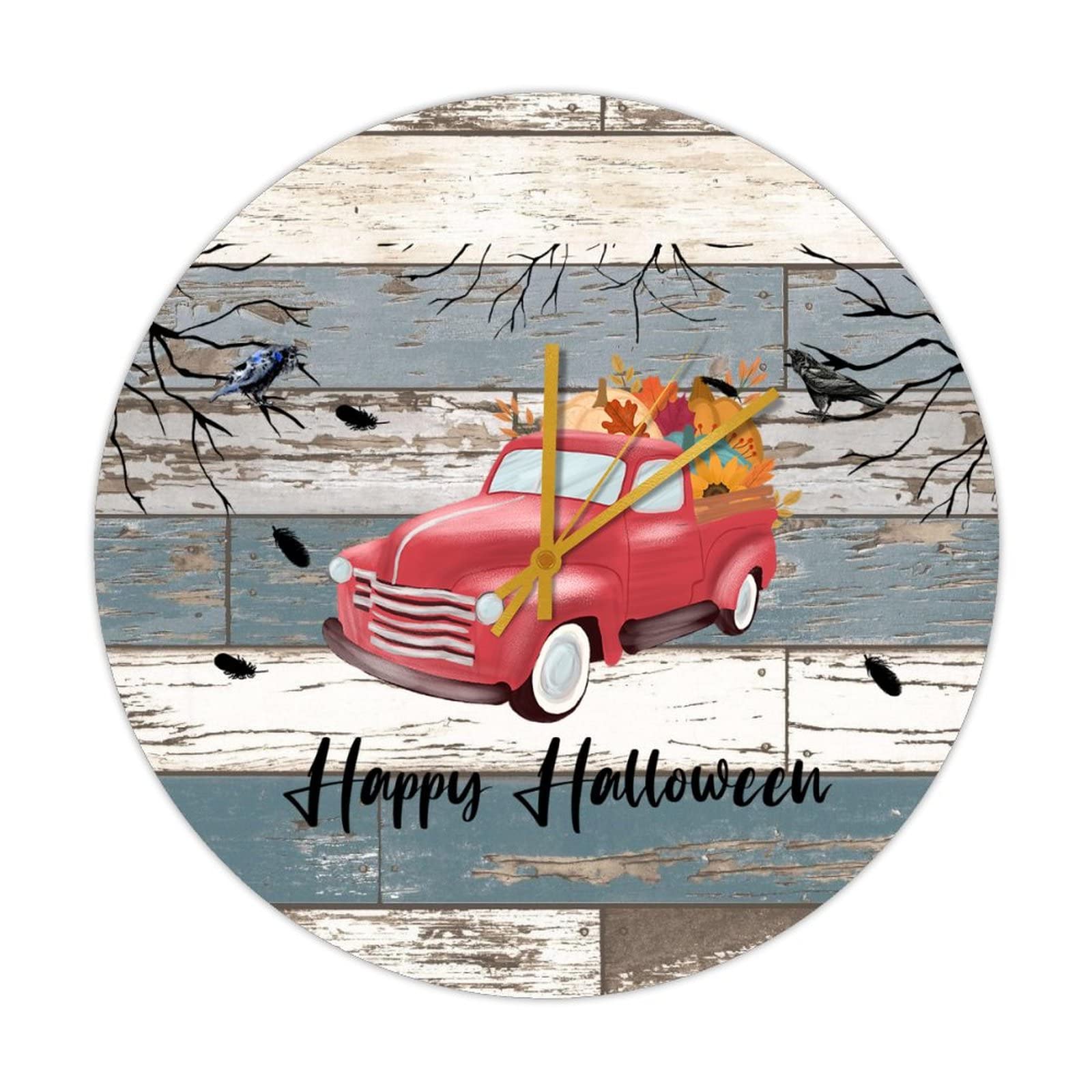 Horloges murales en bois Halloween silencieuses pour éliminer le tic-tac nocturne
