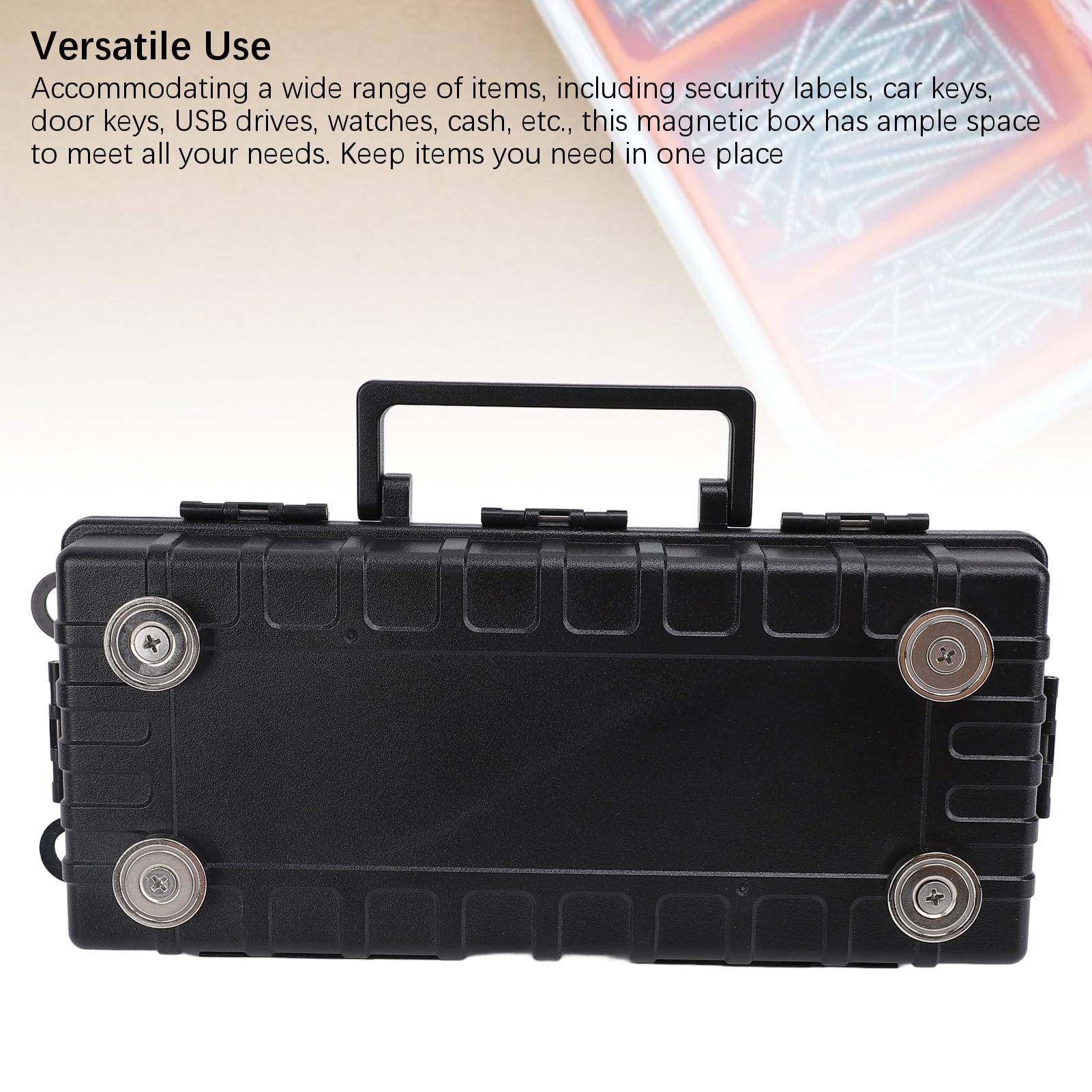 Yunir Caja de Llaves Magnética, Soporte Magnético Portátil para Llaves Debajo del Coche con 4 Imanes Fuertes, 5 Hebillas de Seguridad, Soporte para Llaves Oculto a Prueba de Agua