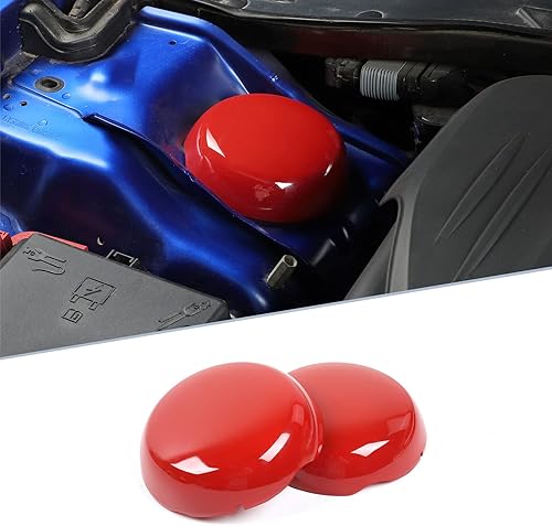 Vista 4 de JWWY Cubierta colgante para compartimento del motor para Dodge Challenger Charger 2009-2024+, accesorios de motor ABS rojo, 2 piezas