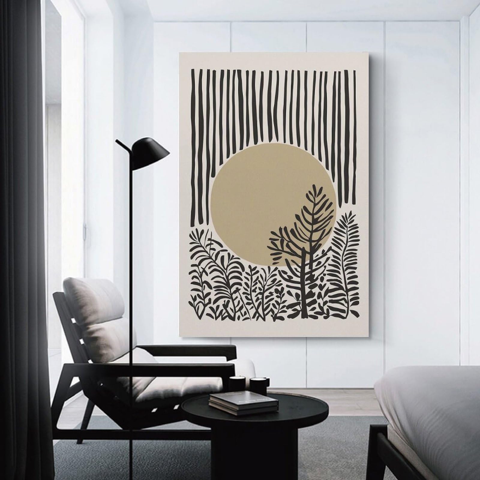 Junmoney Canvas Wall Decor Abstract Sun & Plants, 12x18inch(30x45cm), for Gallery Wall Layouts in Home Or Office, Home Wall Art for Statement Displays