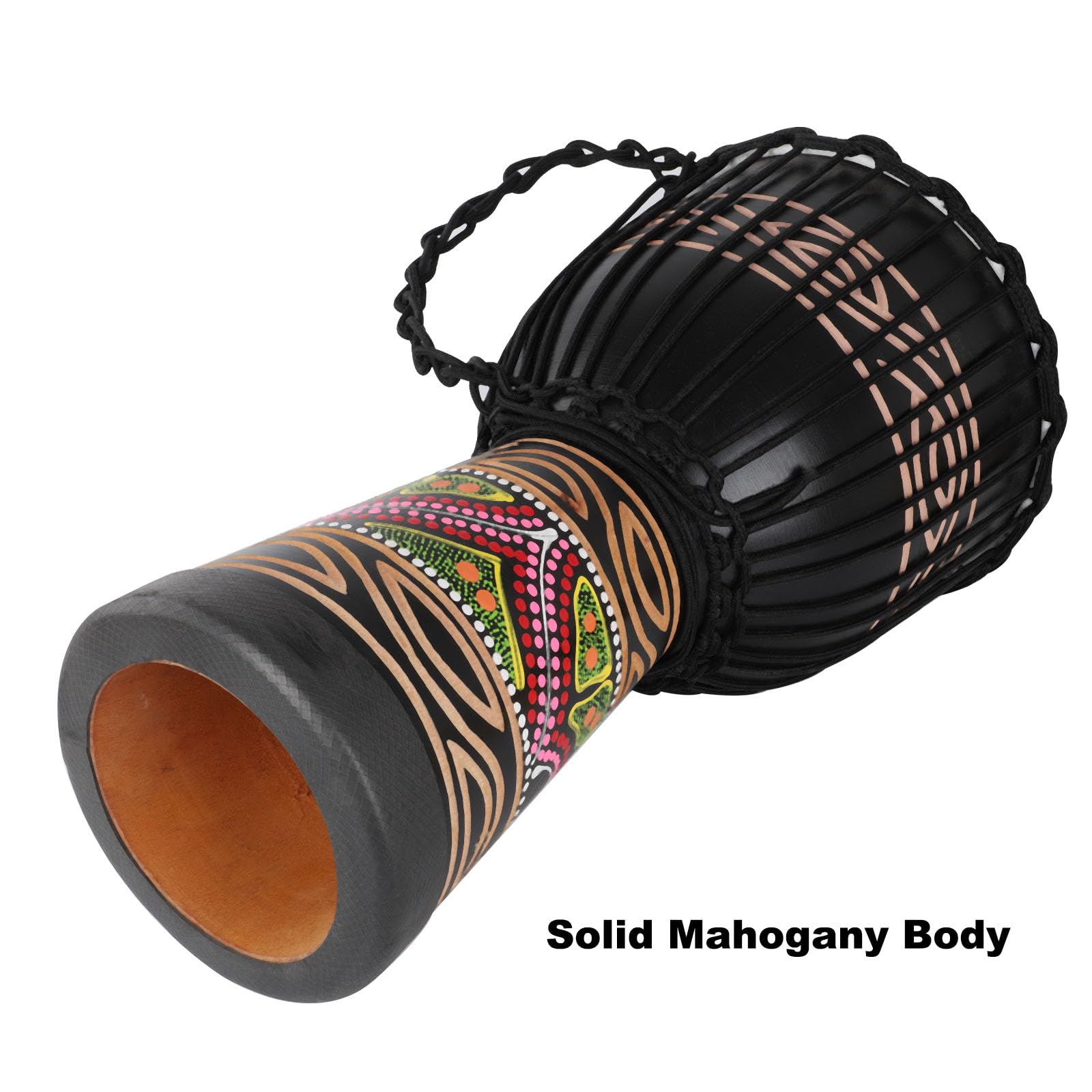 Djembe Drum for Adults,African Drum 10'' x 20'' Mahogany Goatskin Drumhead Hand Drums for Beginners (Black)