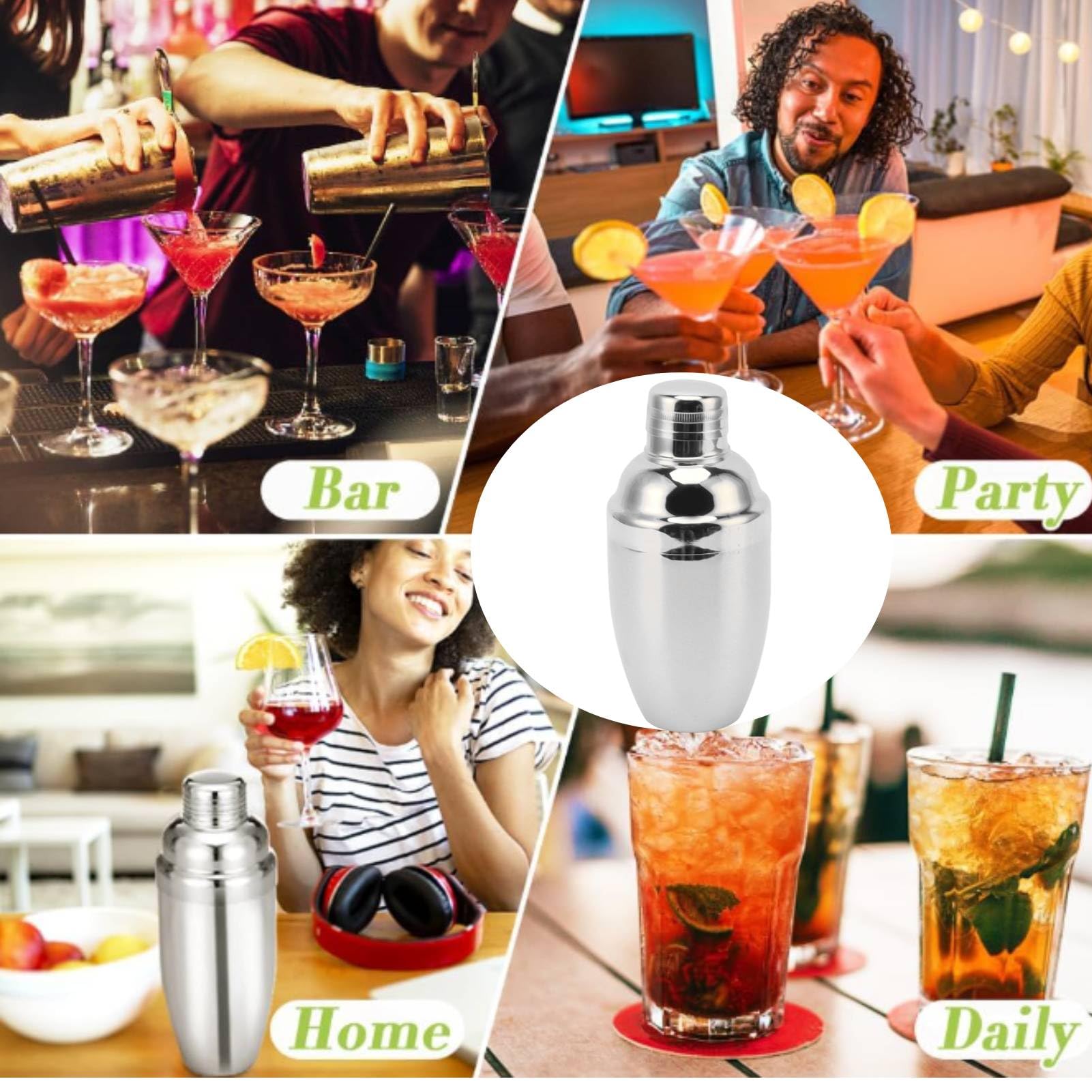 4 Shaker In Acciaio Inox 304 Per Caffè Freddo E Proteine | Set Da 8g, 9g, 10g, 12g | Argento Elegante - 2