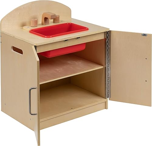 Miniatura 8 de Flash Furniture Hercules - Fregadero de cocina de madera para niños para uso comercial o doméstico, seguro, diseño apto para niños