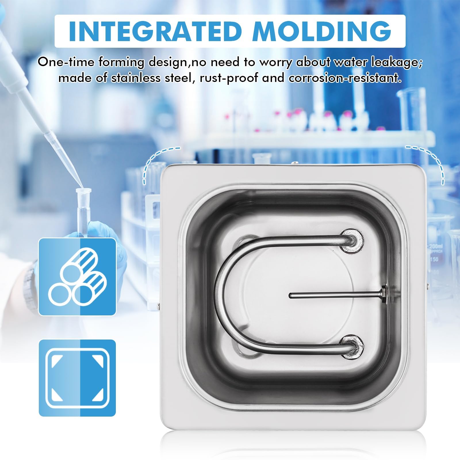 Calentador digital de baño de agua con temporizador y control de temperatura, forro de acero inoxidable y cubierta protectora, 3 L para uso en laboratorio, función anticombustión en seco
