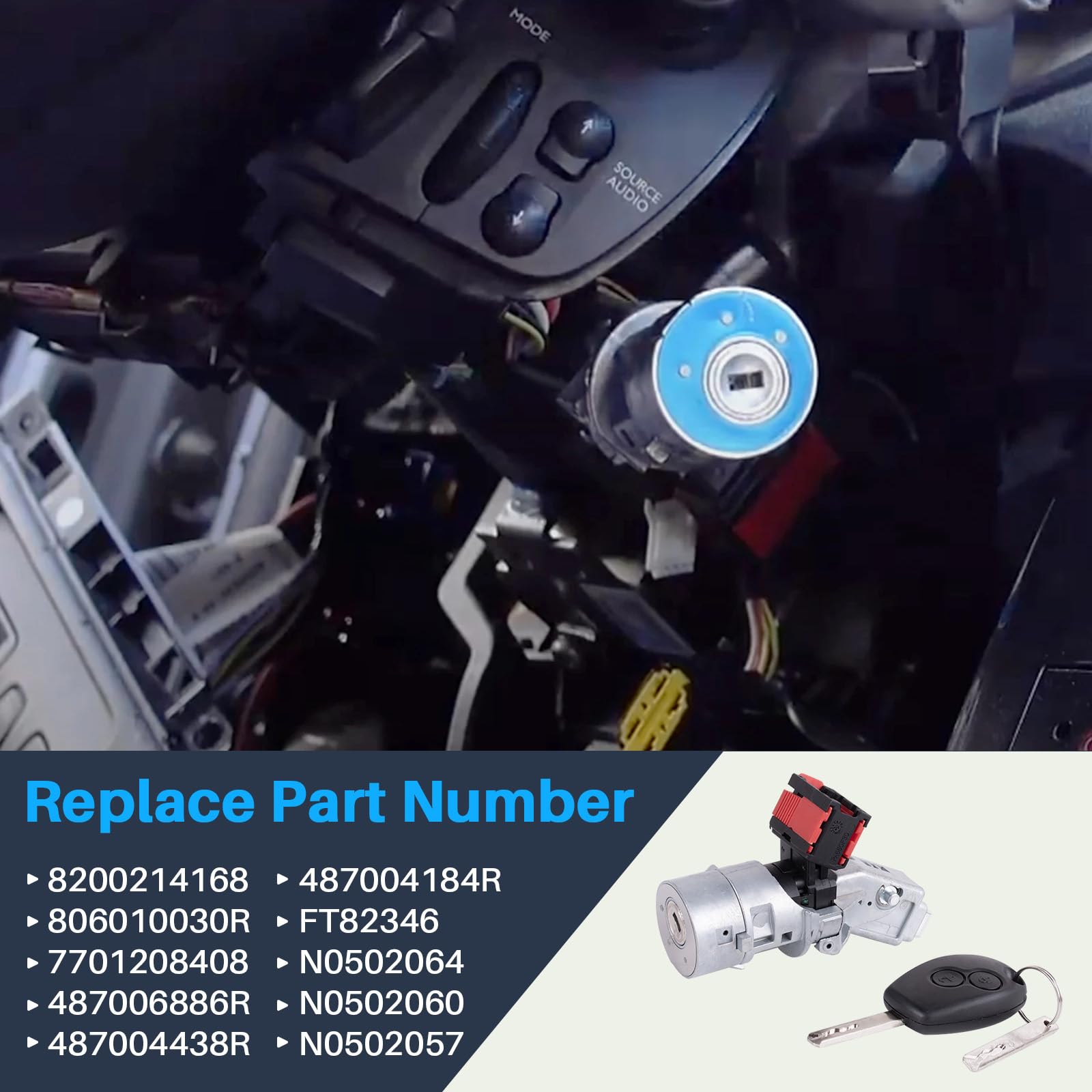 Serratura di accensione 4 poli di ricambio per Clio 3 Kangoo 3 Master 3 Movano B 8200214168 806010030R 7701208408 487004438R