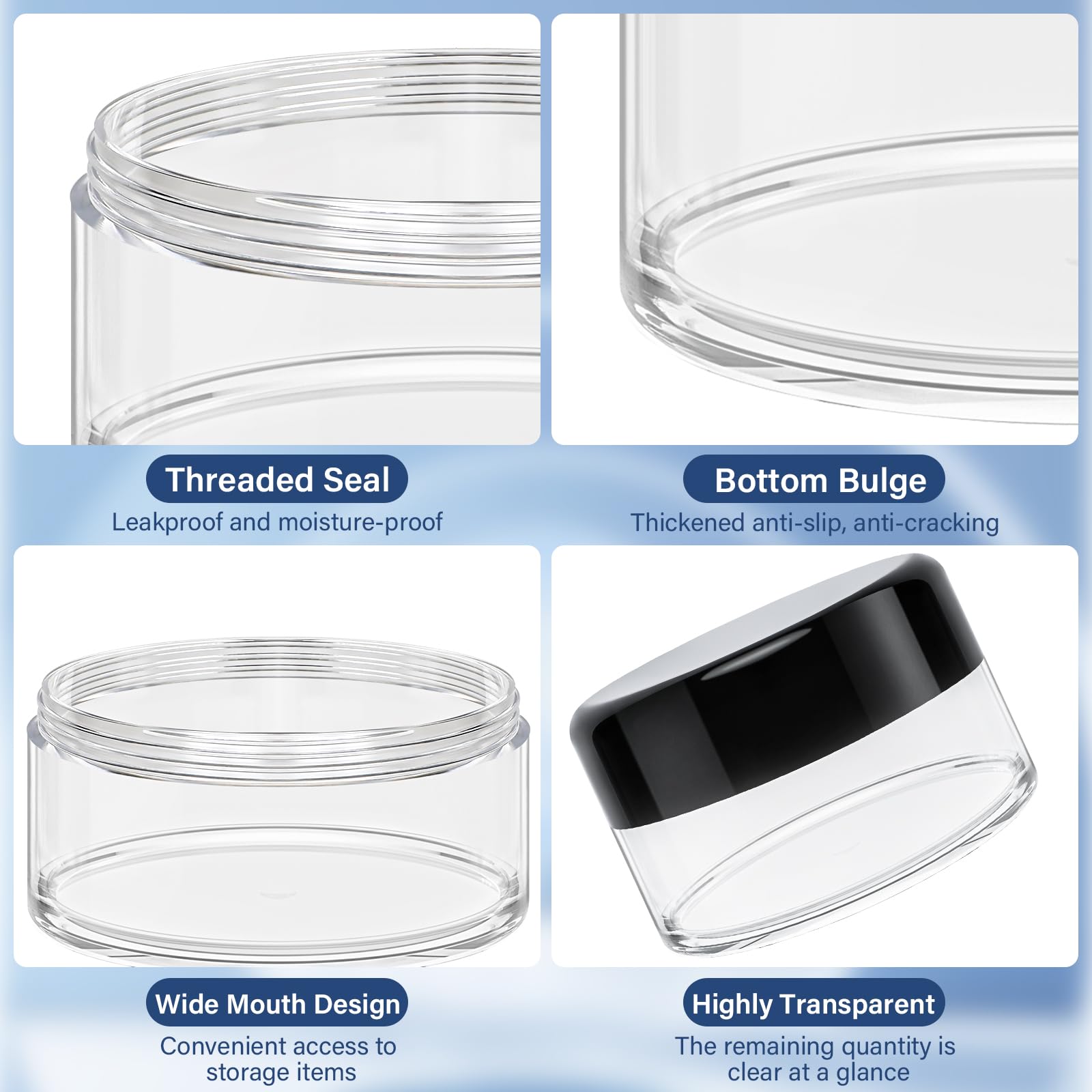 Zikenis 12 Pezzi Contenitori Cosmetici, 20ml Contenitori per Crema con Copertina e 4 Raschietto, Vuoti Trasparenti Vasetti Plastica Cosmetico per Crema, Lozione, Balsamo per Labbra, Cosmetici Homemade