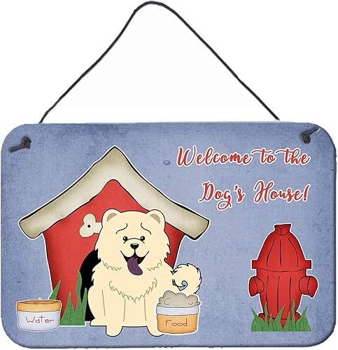 Caroline's Treasures BB2894DS812 Dog House Collection Chow Chow - Impresión blanca para colgar en la pared o puerta, 8 x 12, multicolor