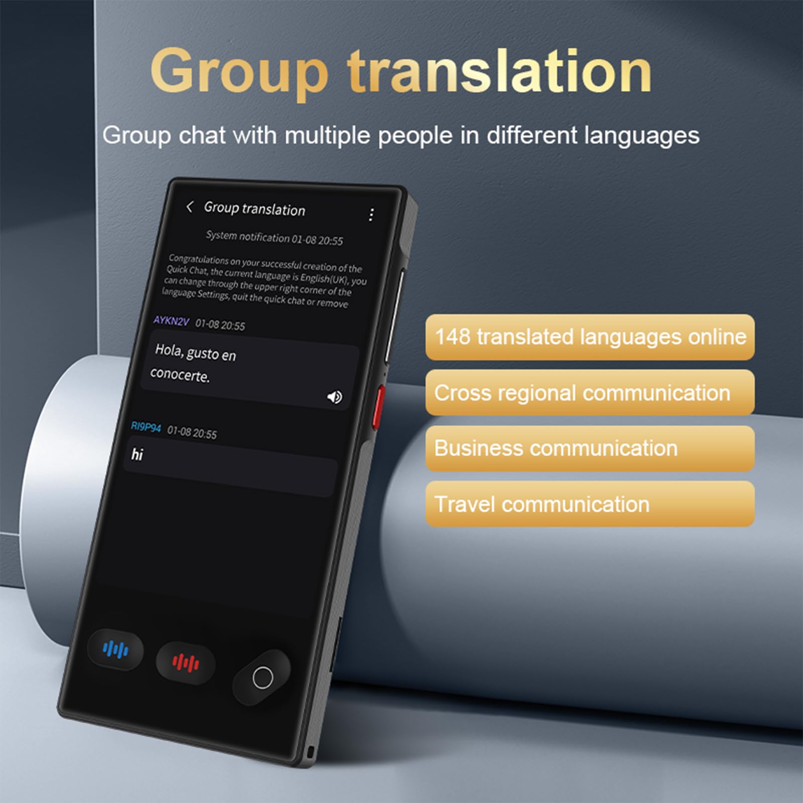 Fabater Dispositivo Traduttore Linguistico Senza WiFi Necessario, Traduttori AI con Touch Screen HD da 4,02 Pollici, Dispositivo Traduttore Intelligente 148 Lingue