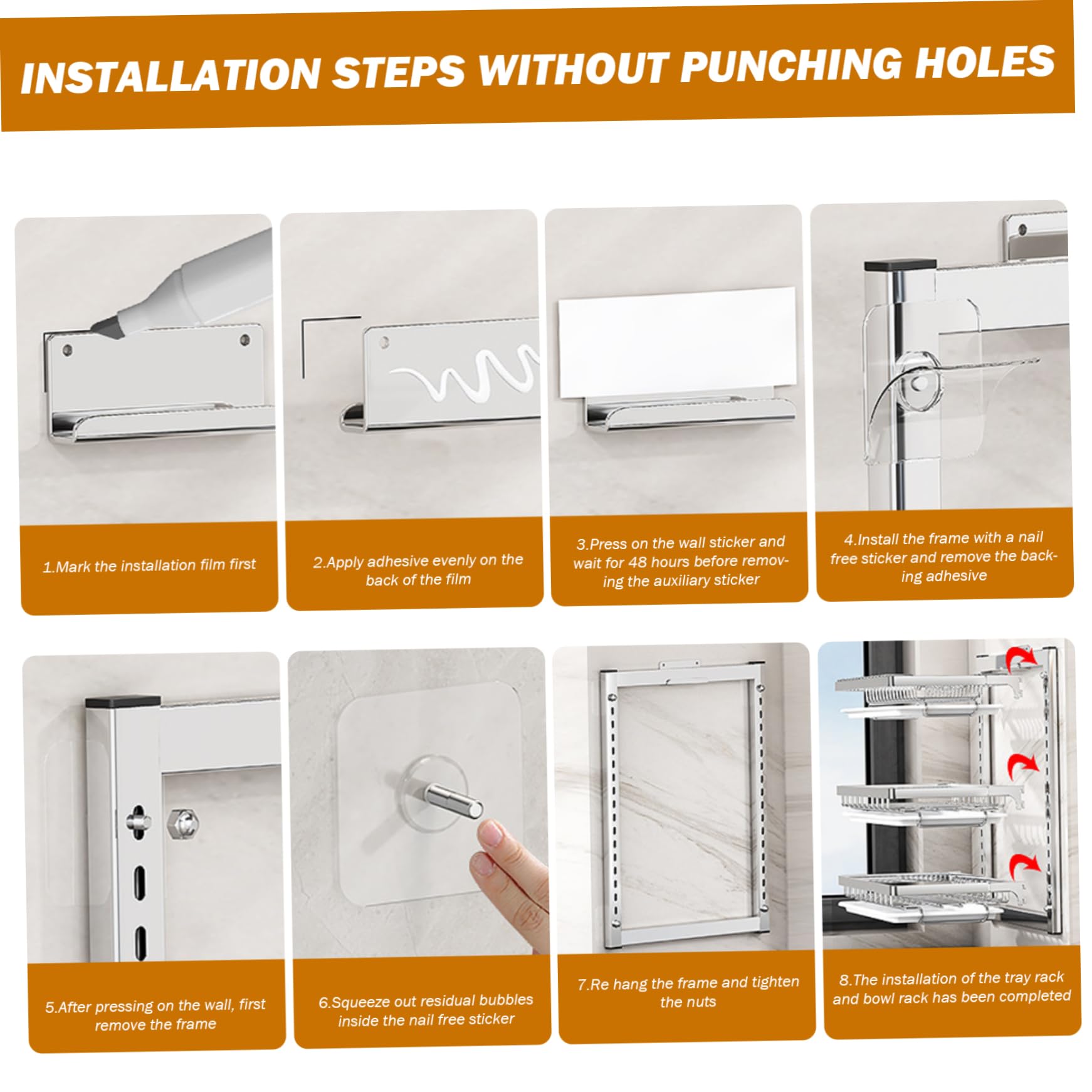 Escurridor de platos colgante de pared de 3 niveles con ganchos para escurridor y soporte para cubiertos, espacio ajustable y no necesita taladrar