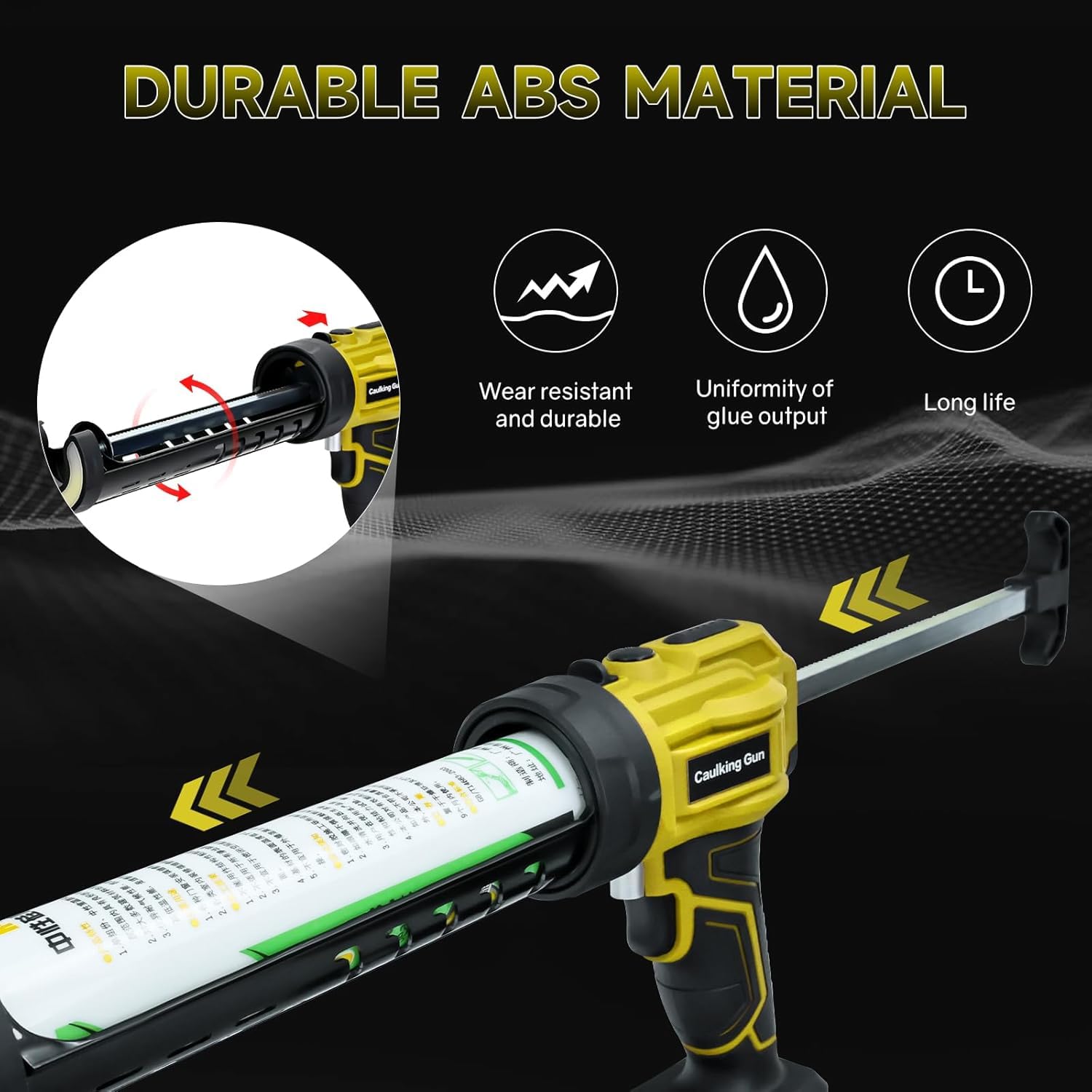Pistola de calafateo inalámbrica con batería de 3000 mAh para herramienta de calafateo de batería Dewalt de 20 V, pistola de calafateo eléctrica con 4 velocidades, pistola de pegamento de vidrio
