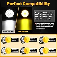 Vista 2 de Auxbeam Cubierta de luz todoterreno de 7 pulgadas, cubiertas protectoras redondas ámbar, lente de policarbonato de plástico amarillo para conducción