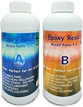 2L/70.54flOZ Clear Epoxy Resin Set for Beginners, Bubble Free Clear Epoxy Resin with Measuring Cups, for Wood, Art Creations, Wall Tiles, Art, Crafts