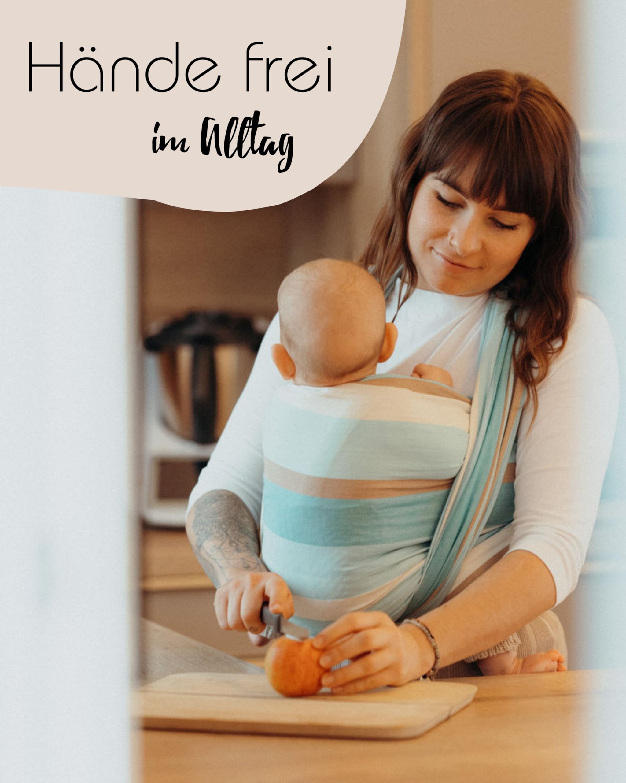 Hoppediz Tragetuch Baby – gewebtes Babytragetuch aus Baumwolle – für Neugeborene ab Geburt bis Kleinkind – Elba 5,40 m - 4