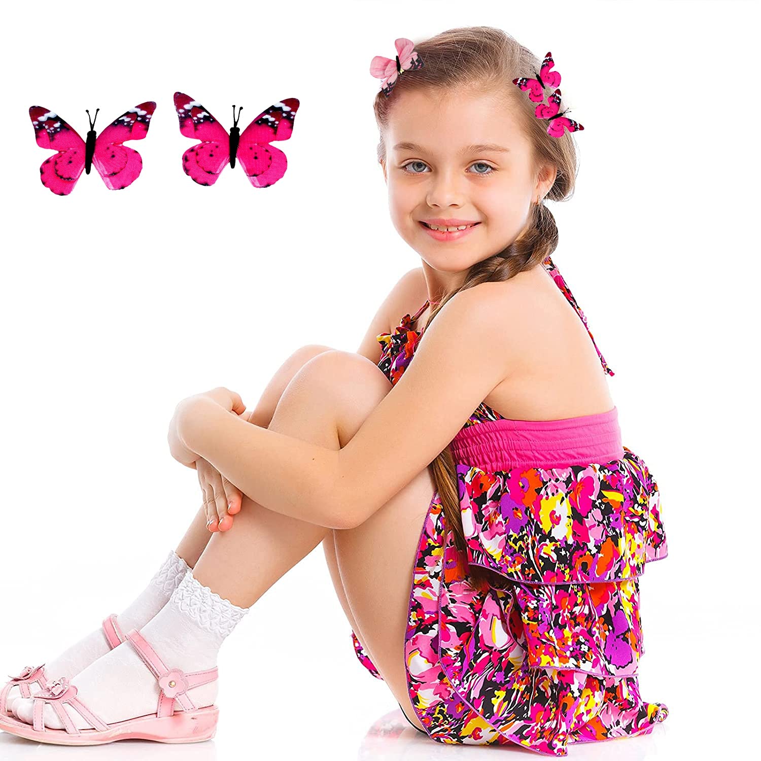 Glan 2 Pieces Butterfly Hair Claw Clips Butterfly Snap Hair Clips for Baby/Teens And Women Hair Styling Accessories (Multicolor) (M9)