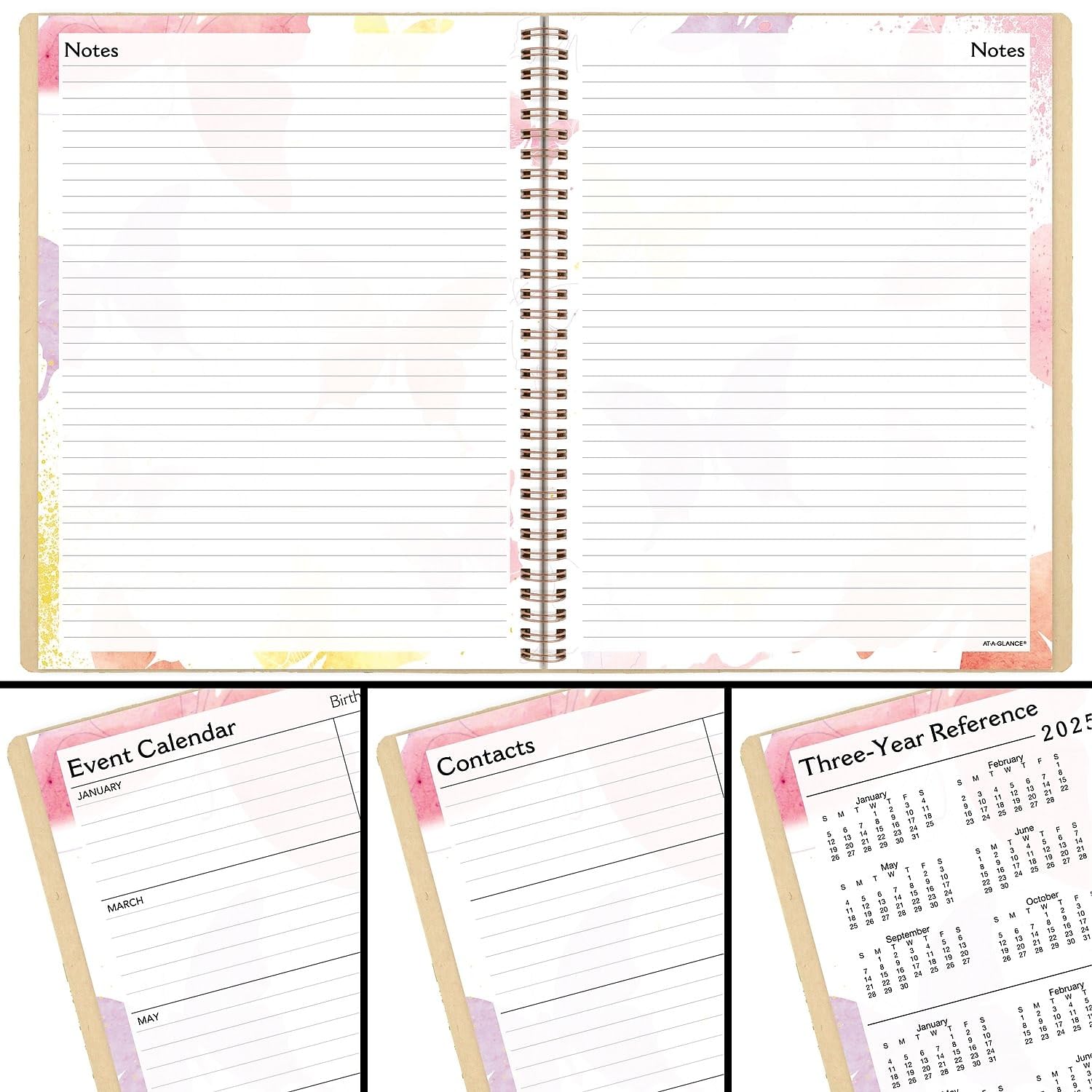 AT-A-GLANCE Agenda settimanale mensile 2026 con acquerelli 21,6 x 28 cm, copertina in carta multicolore (791-905G-26)
