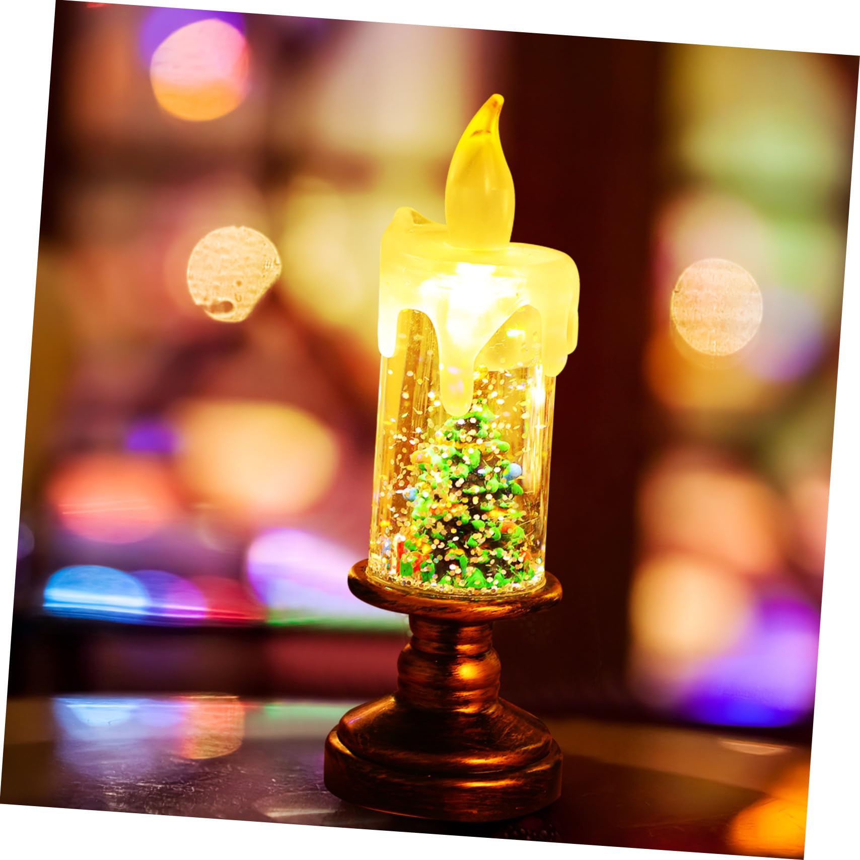Mikikit 3 Szt. Świątecznych Lampionów Śnieżnych z LED Bezpłomieniowe Świeczki z Efektem Wirujących Śnieżynek Ozdoba Bożonarodzeniowa z Lampką Nocną Kształcie Bałwanka i Choinki