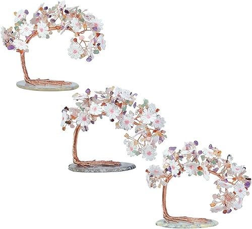 Miniatura 8 de Cheungshing Árbol de dinero de cristal bordado con base de rebanada de ágata de buena suerte, Feng Shui, árbol bonsái para decoración de mesa de