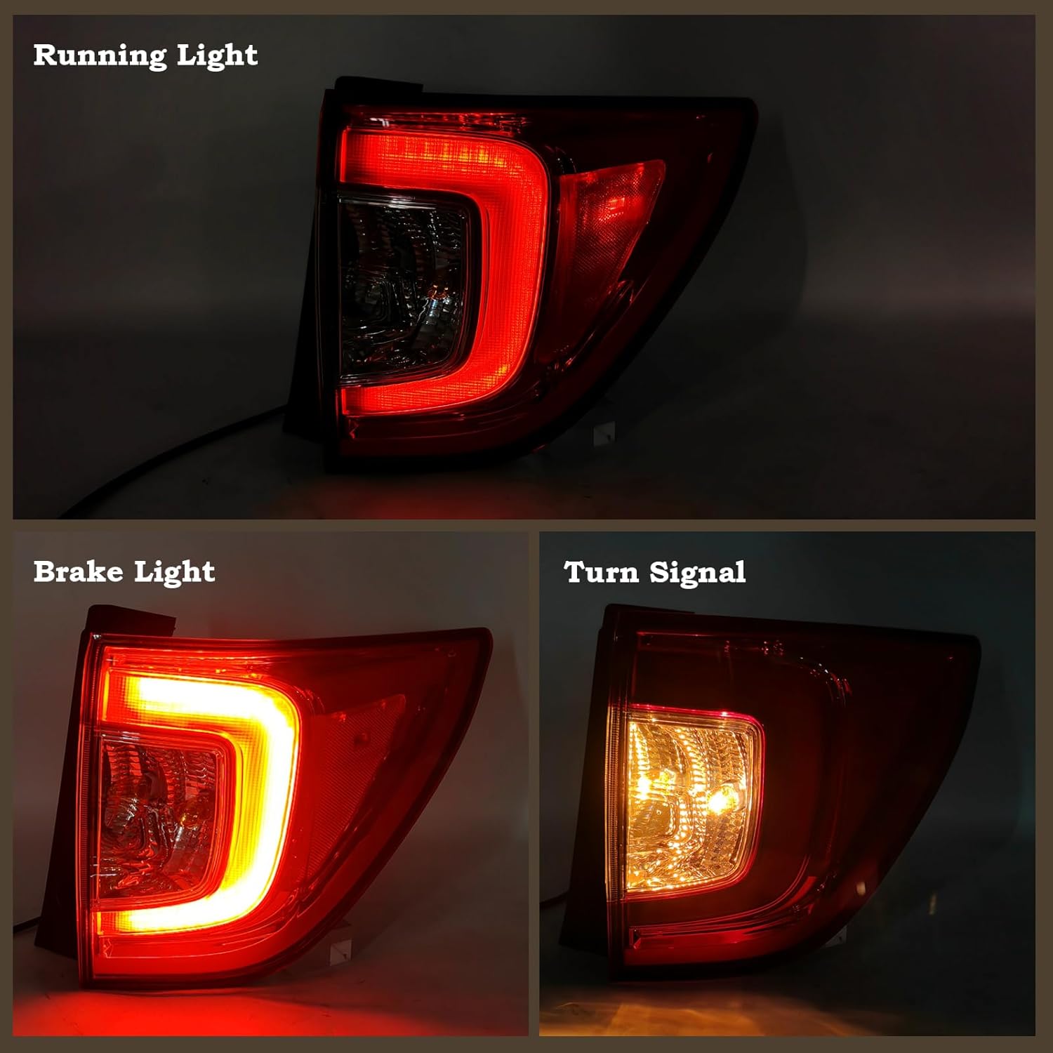 Right Passenger Side Outer LED Tail Light Fit for 2019 2020 2021 2022 Honda Pilot Rear Lamp Red Clear With Bulbs RH HO2805120 33500TG7A11 HD668B010R