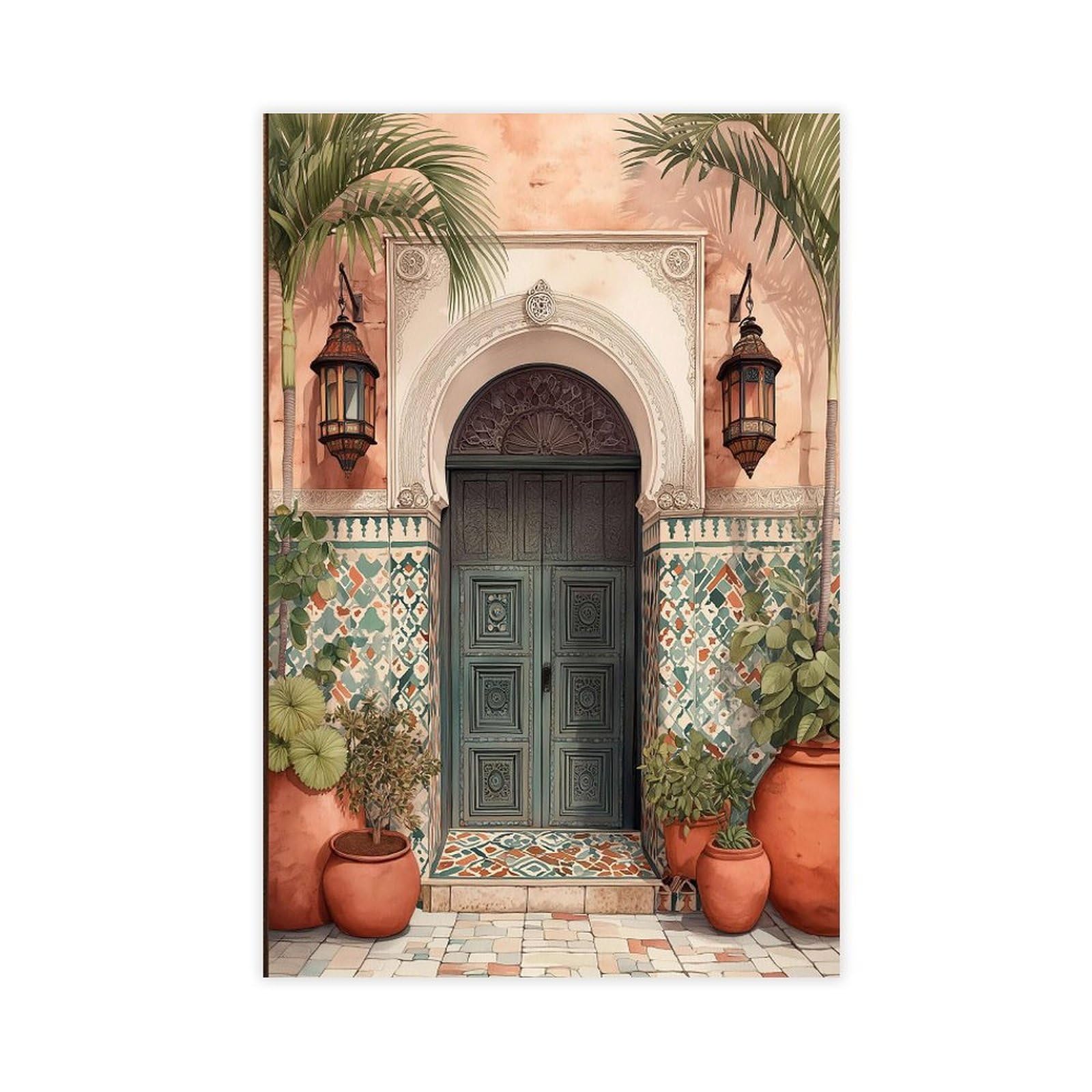 BKNSLJH Moroccan Door Canvas Poster Bedroom Decor Landscape Decor Gift 24x36inch(60x90cm)