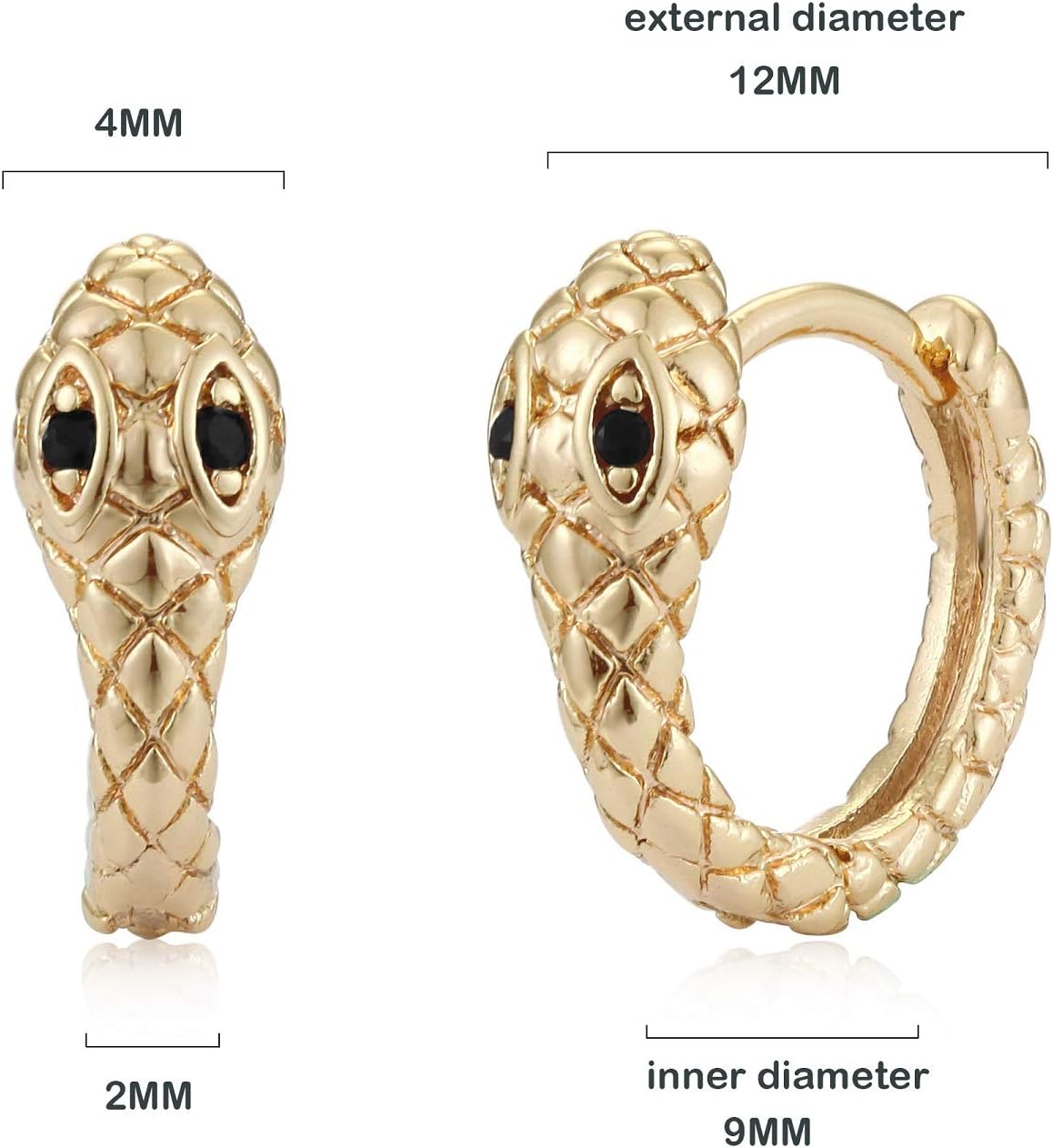 BENEIGE Snake Hoop Earrings 14K Gold Plated Huggie Dangle Earrings for Women Handmade Hypoallergenic Jewelry - Image 4