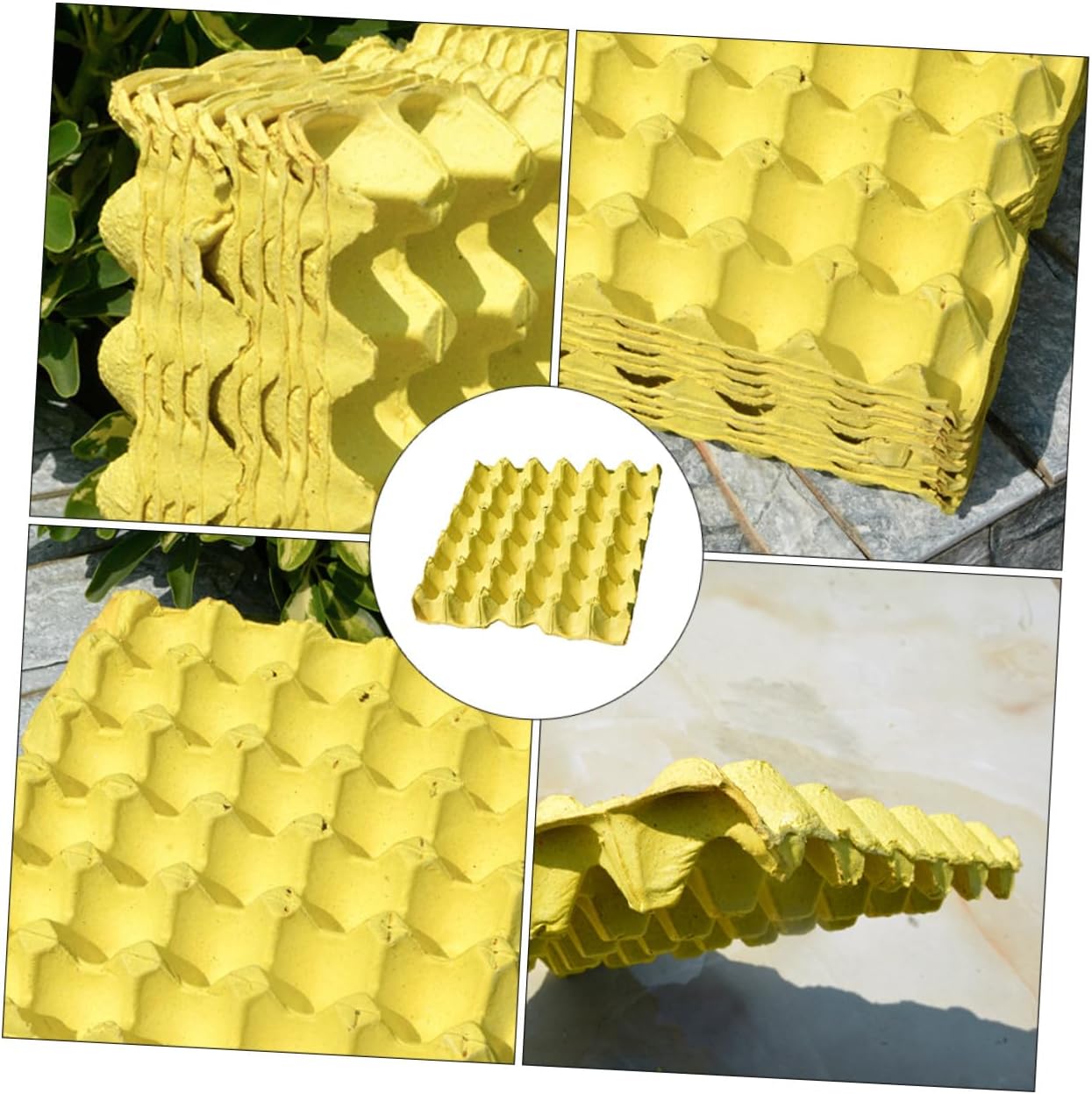 Operitacx 10pcs Yellow DIY Household Egg Trays 30-egg Paper Pulp Storage Holder Stackable Kitchen Refrigerator Egg Rack for Countertop Organization