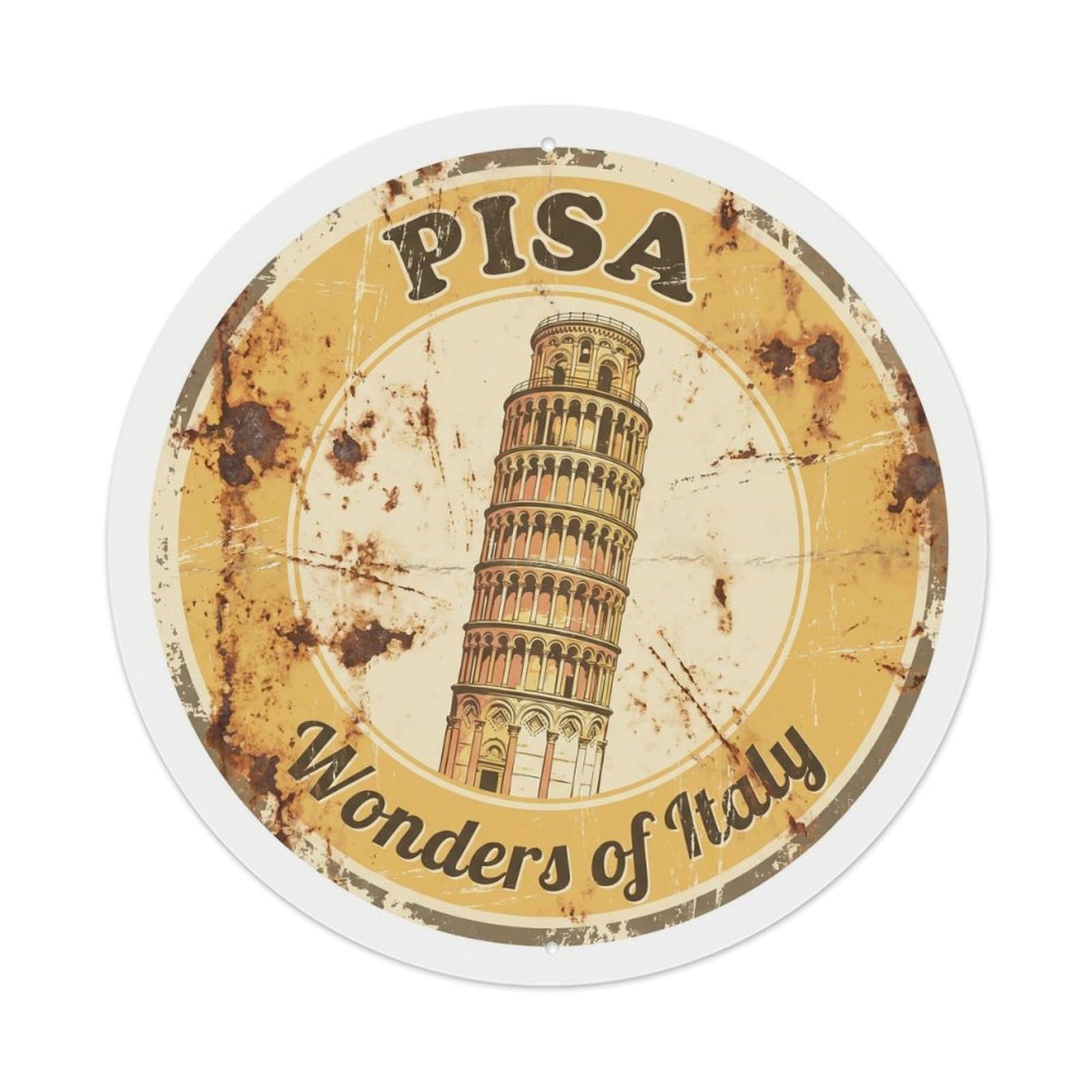 Vintage Travel Pisa Tower Historic Metal Tin Sign Plaque