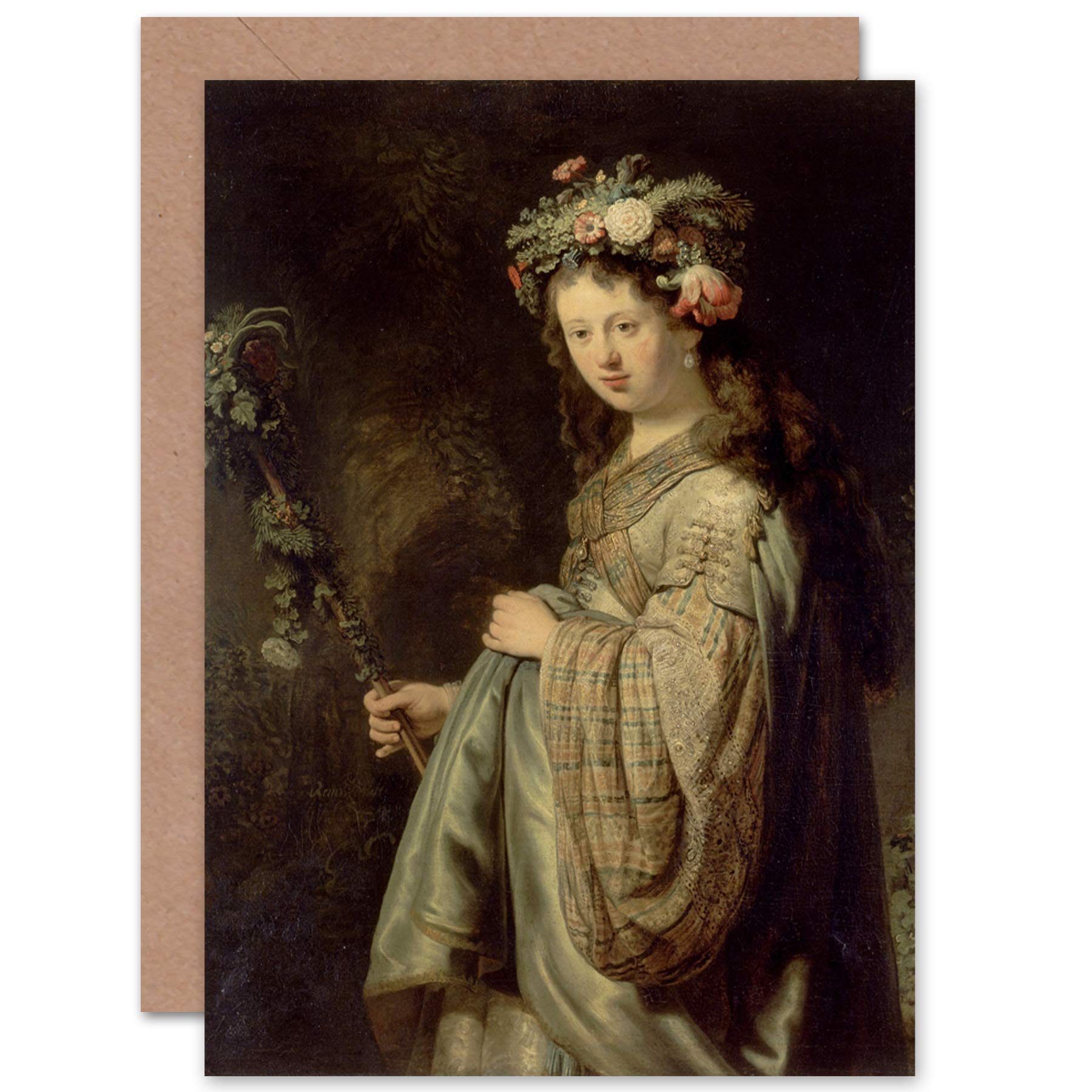 Artery8 Saskia As Flora Rembrandt Goddess Fine Art Greeting Card Plus Envelope Blank Inside