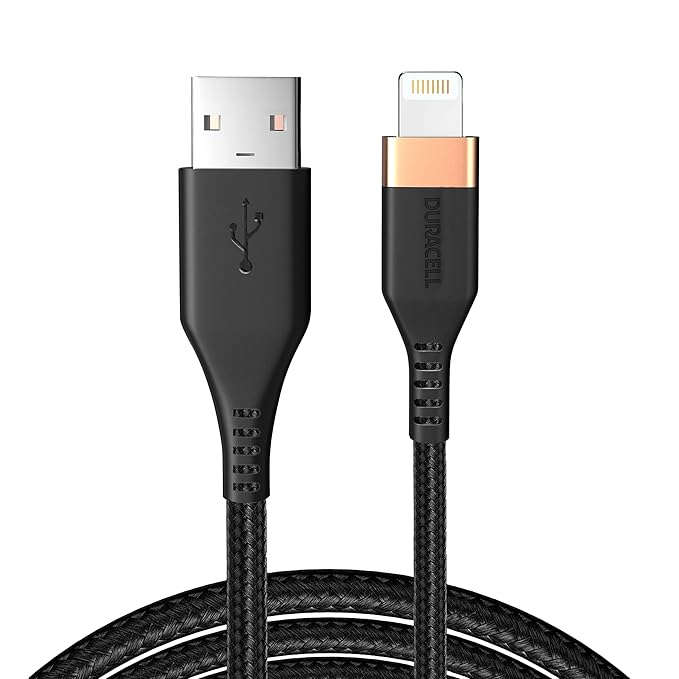 DURACELL USB-A To Lightning MFi Certified 1.2M braided Sync & Charge Cable for iOS Devices