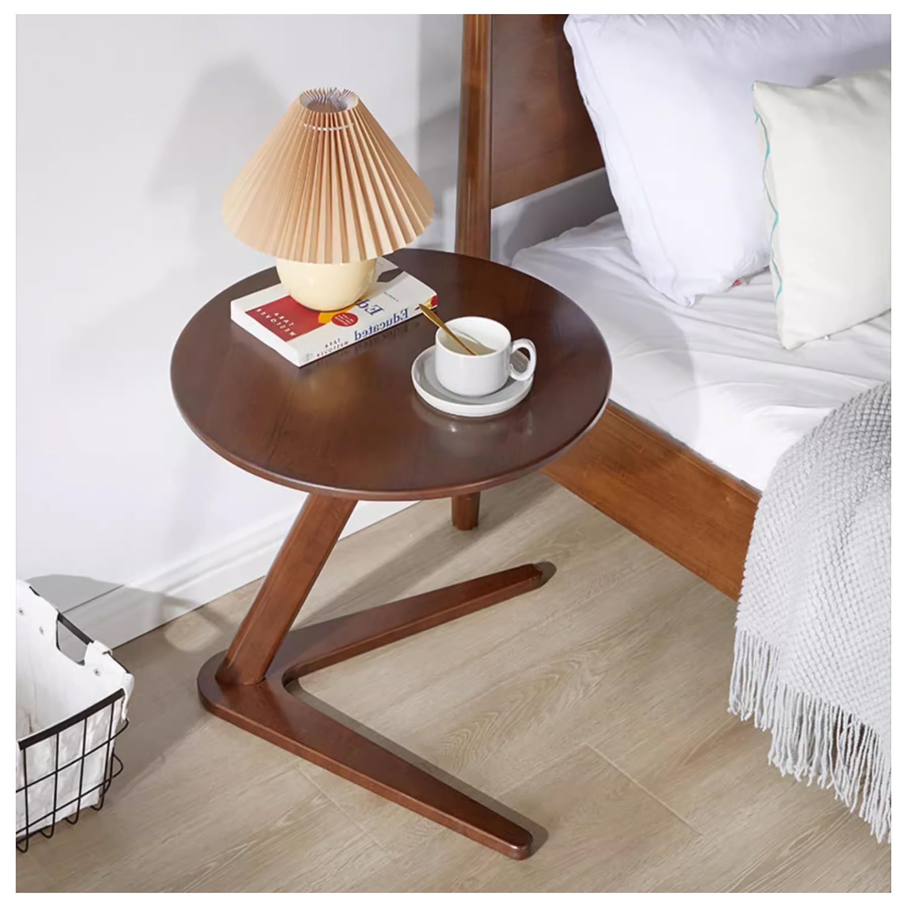 ZLGONRL Round End Tables Wooden Side Tables Living Room Space Saving Side Table for Couch C Shaped End Table Couch Tables That Slide Under