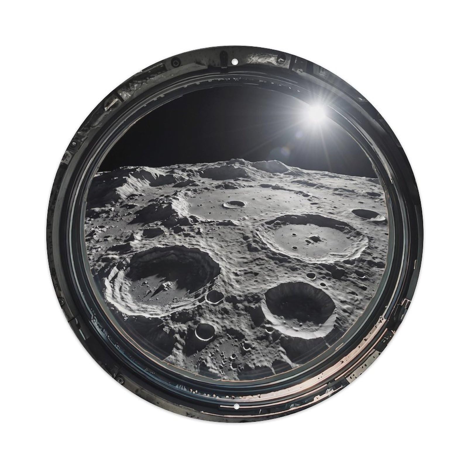 Moon Crater Close from Space Station Porthole Metal Tin Sign