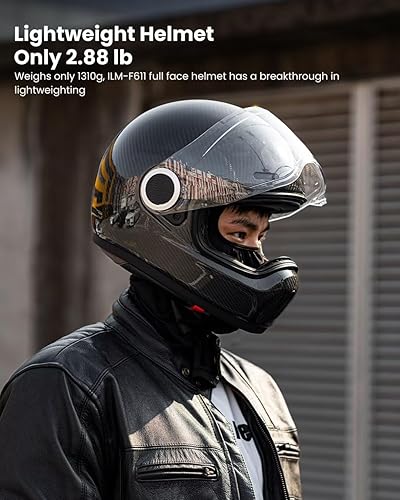 Miniatura 3 de ILM Cascos de motocicleta de fibra de carbono ligeros de cara completa con estilo retro para hombres y mujeres DOT Modelo F611 (CarbonFiber3K,XXL)