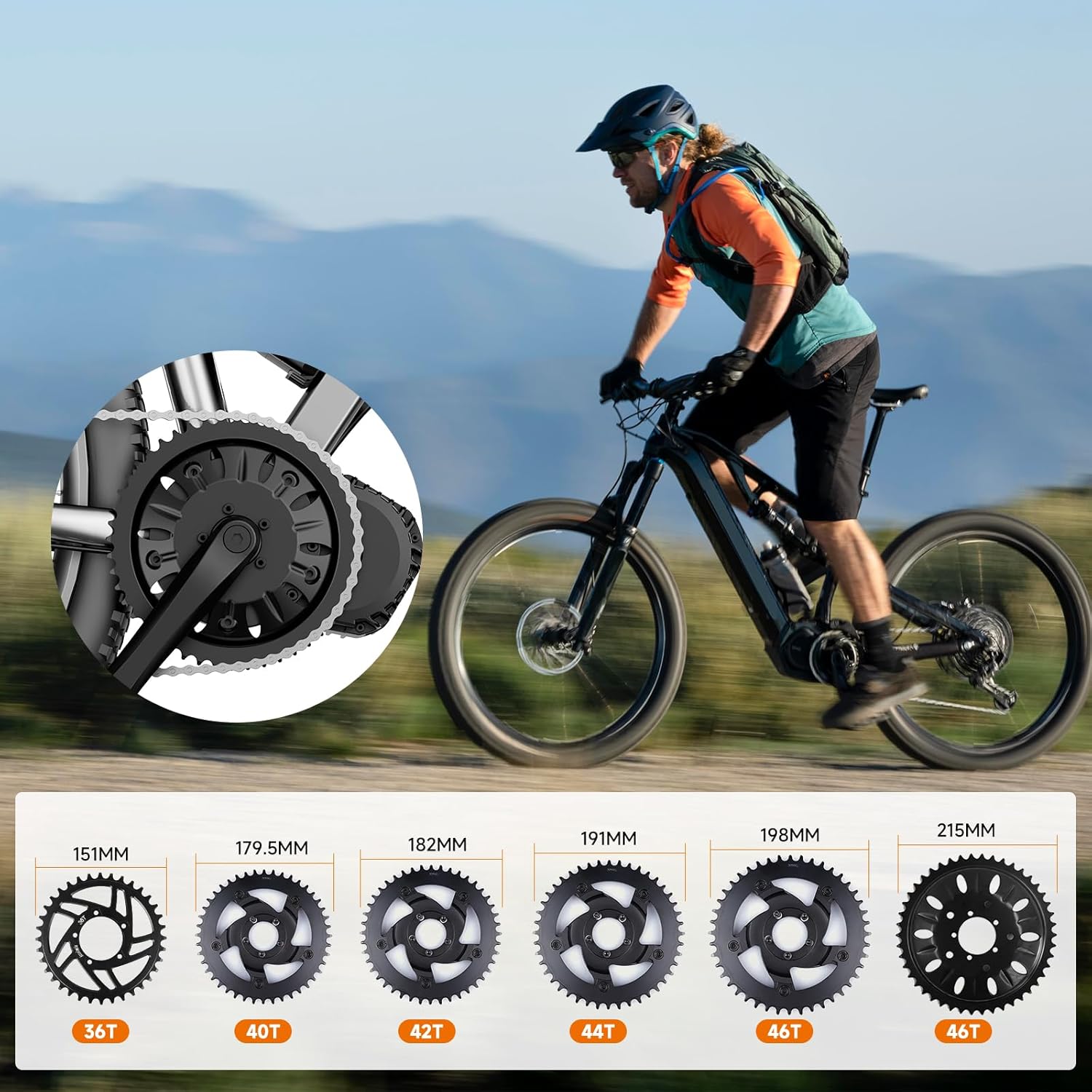 BAFANG Chainring for Mid Drive Kit : 46T (One-Piece) Compatible with BBS-HD 48V 52V 1000W Electric Bike Mid Drive Conversion - 16.5mm Offset - Without Chain Guard