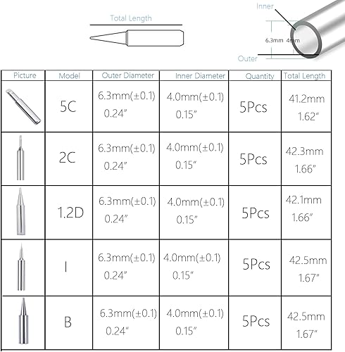 Miniatura 21 de Puntas de soldador, repuesto de punta de soldadura de 2,952.8 ft para Weller, kit de puntas de repuesto para soldadura de soldadura, uso para Hakko