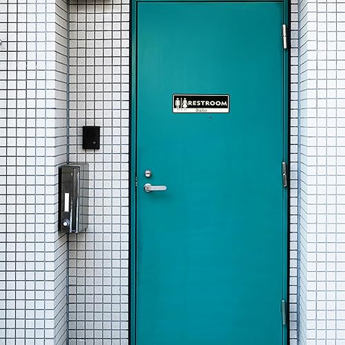Miniatura 5 de Letrero para puerta de baño, letrero de Kokalhuwa unisex para negocios y hogar, acrílico autoadhesivo de 9 x 3 pulgadas para oficina, baño, baño,